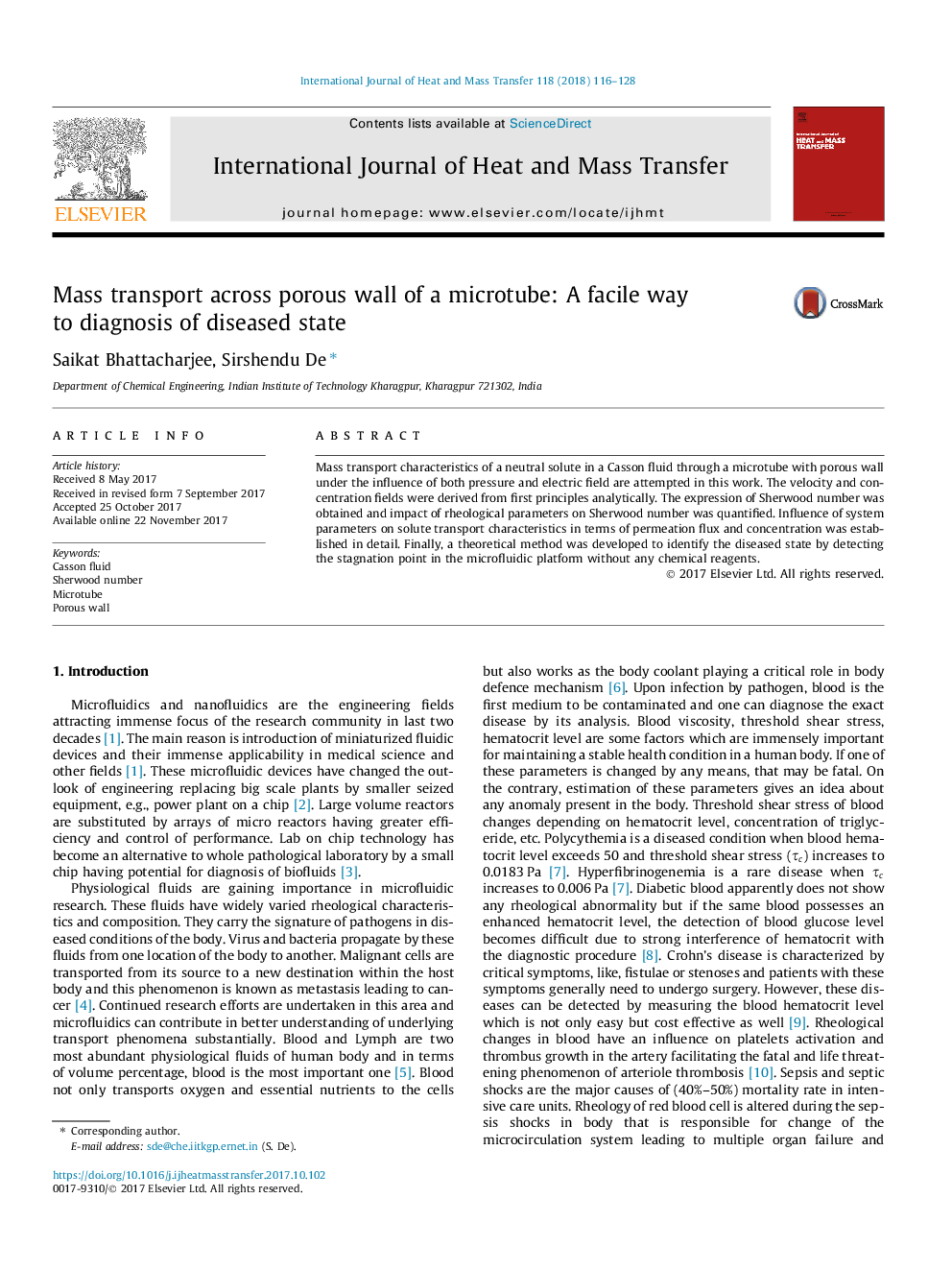 Mass transport across porous wall of a microtube: A facile way to diagnosis of diseased state