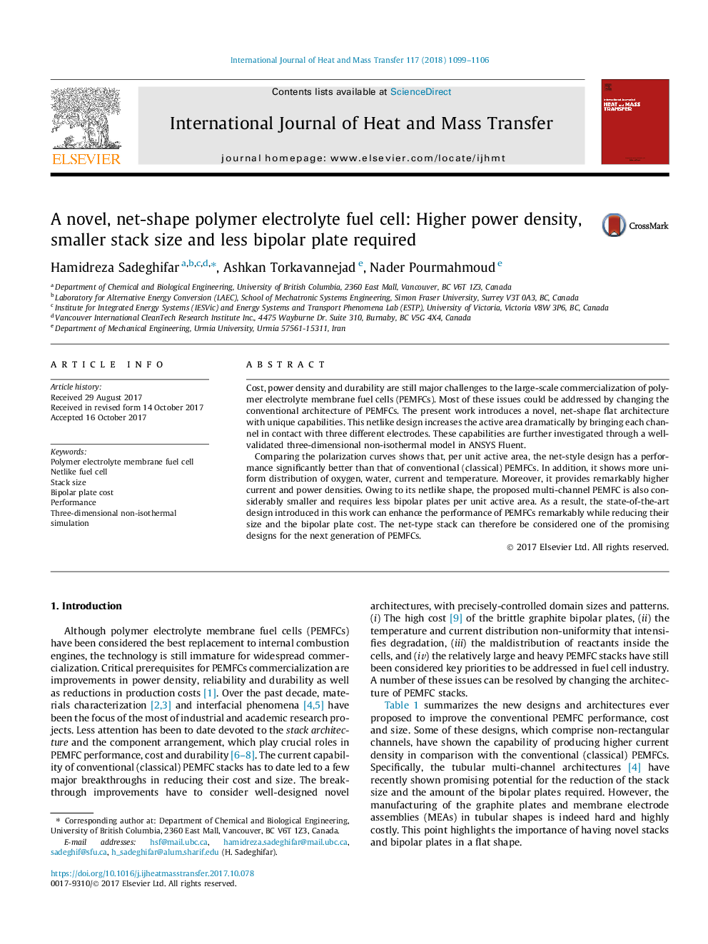 A novel, net-shape polymer electrolyte fuel cell: Higher power density, smaller stack size and less bipolar plate required