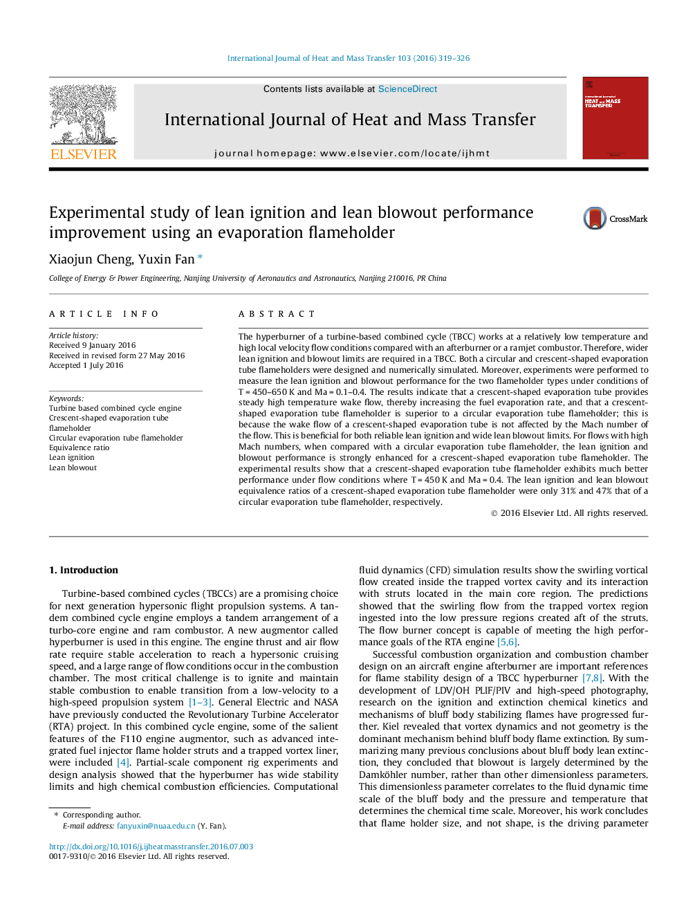 Experimental study of lean ignition and lean blowout performance improvement using an evaporation flameholder