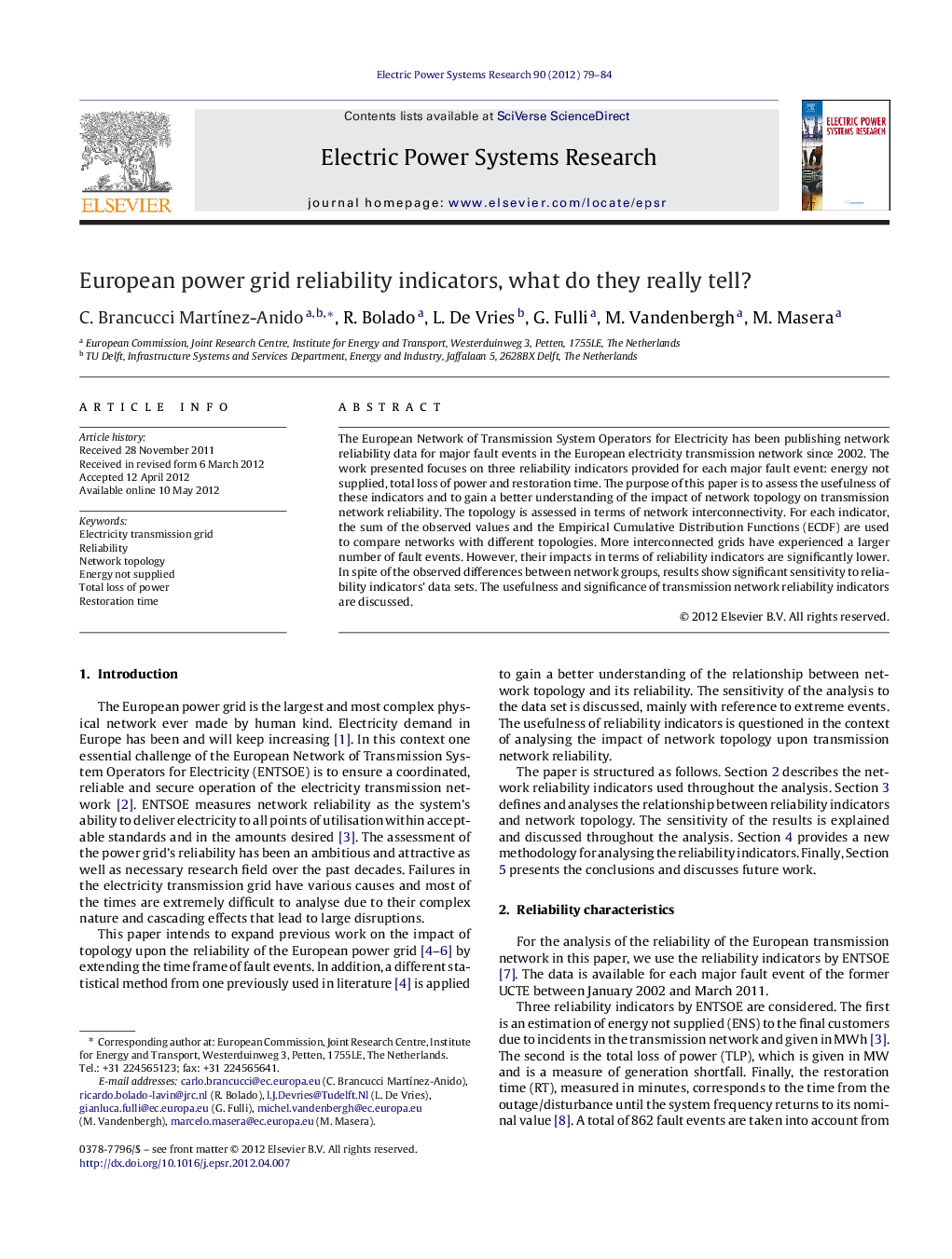 European power grid reliability indicators, what do they really tell?