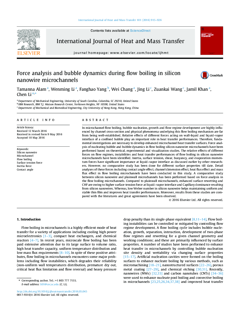 Force analysis and bubble dynamics during flow boiling in silicon nanowire microchannels