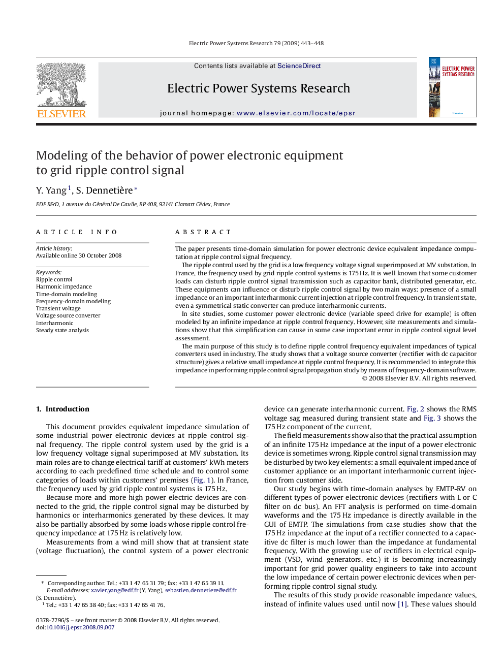 Modeling of the behavior of power electronic equipment to grid ripple control signal