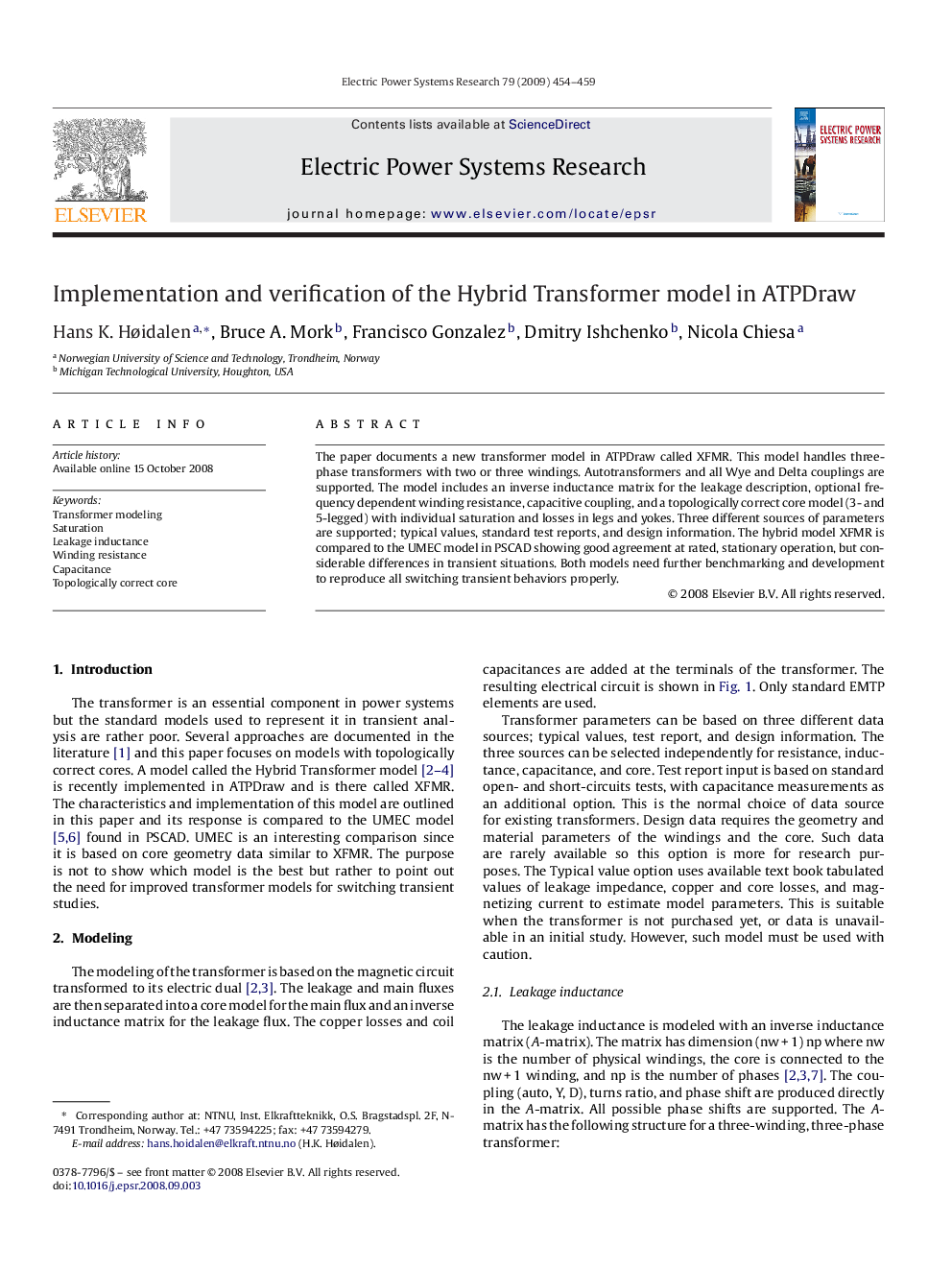 Implementation and verification of the Hybrid Transformer model in ATPDraw