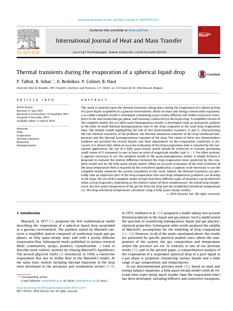 Thermal transients during the evaporation of a spherical liquid drop