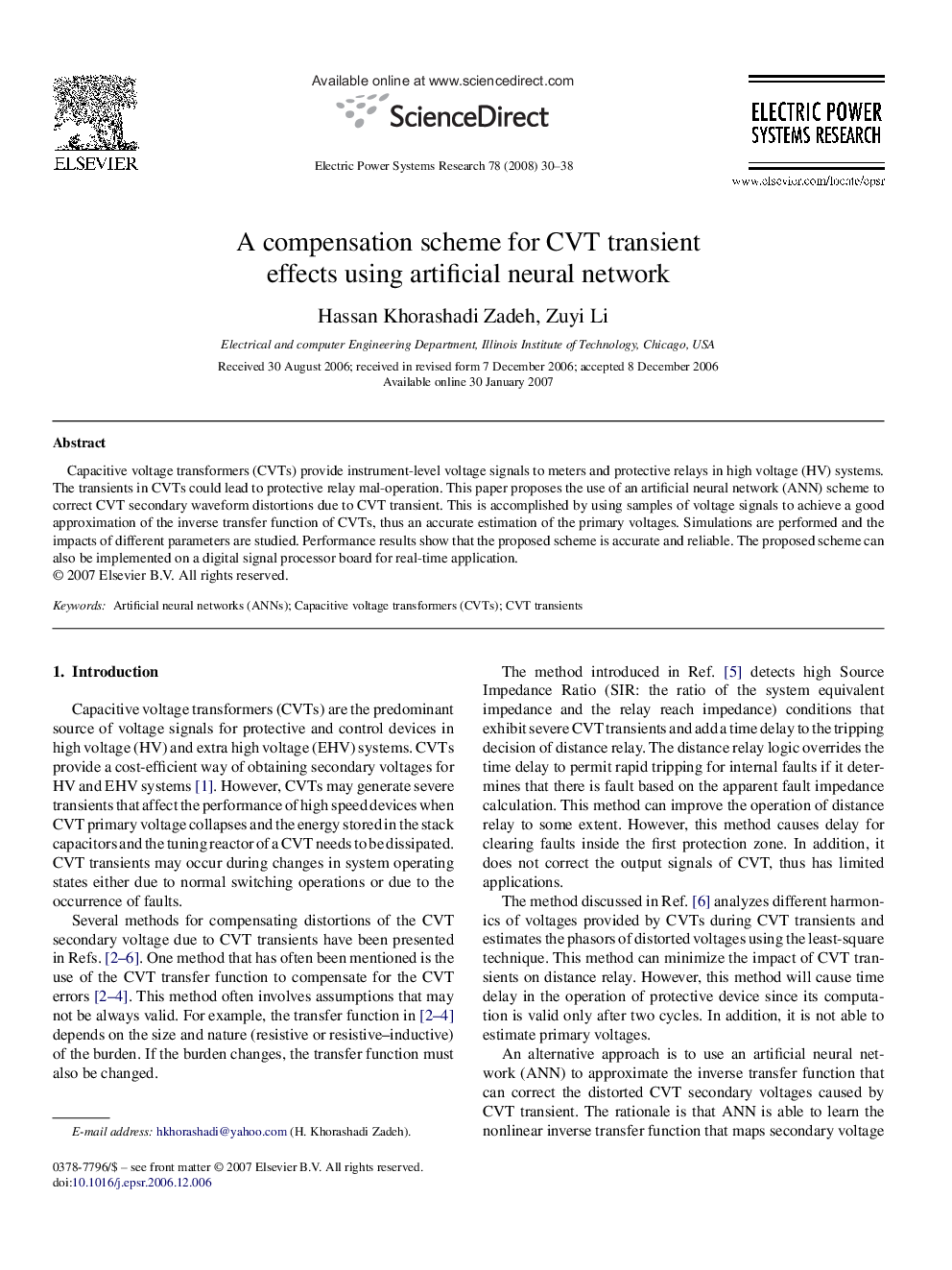 A compensation scheme for CVT transient effects using artificial neural network