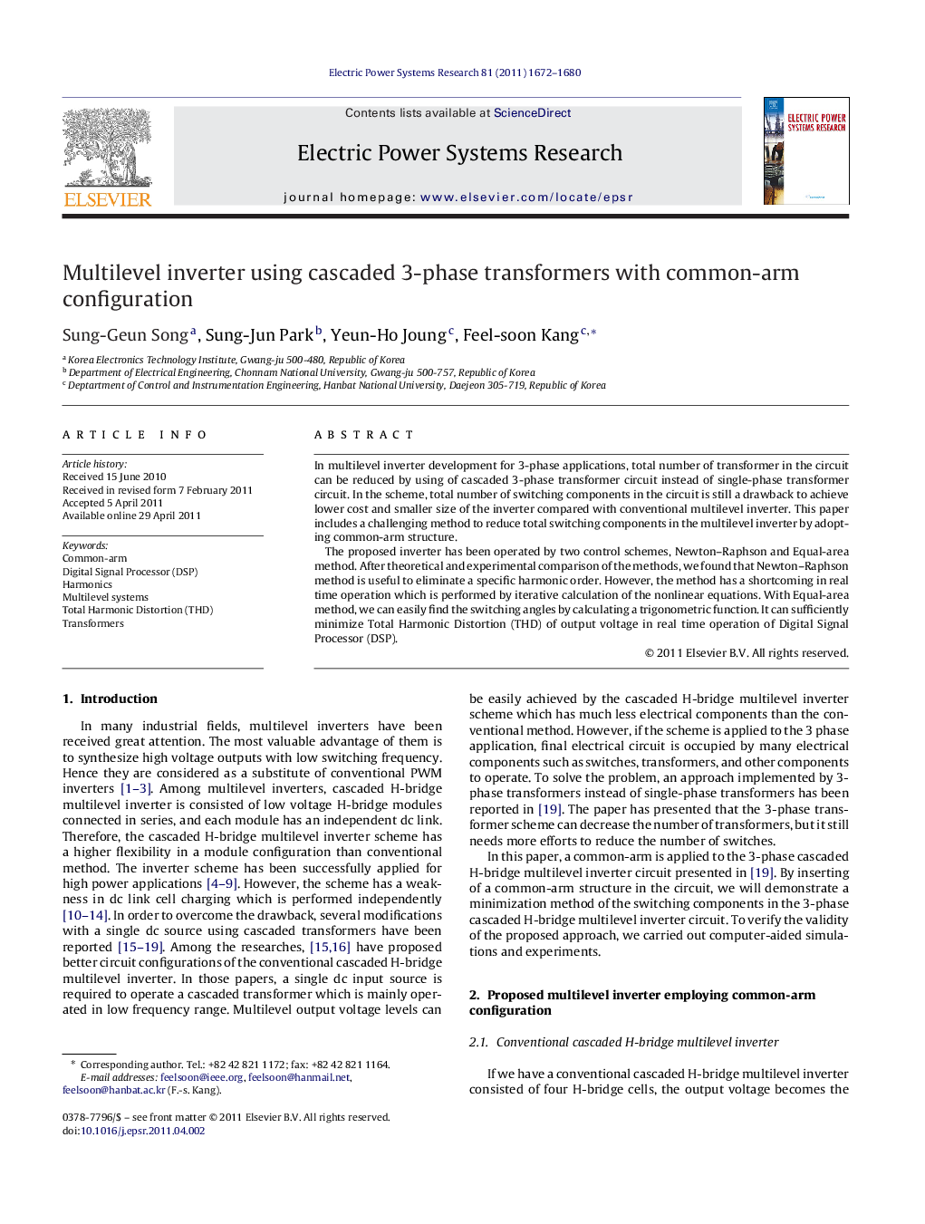 Multilevel inverter using cascaded 3-phase transformers with common-arm configuration