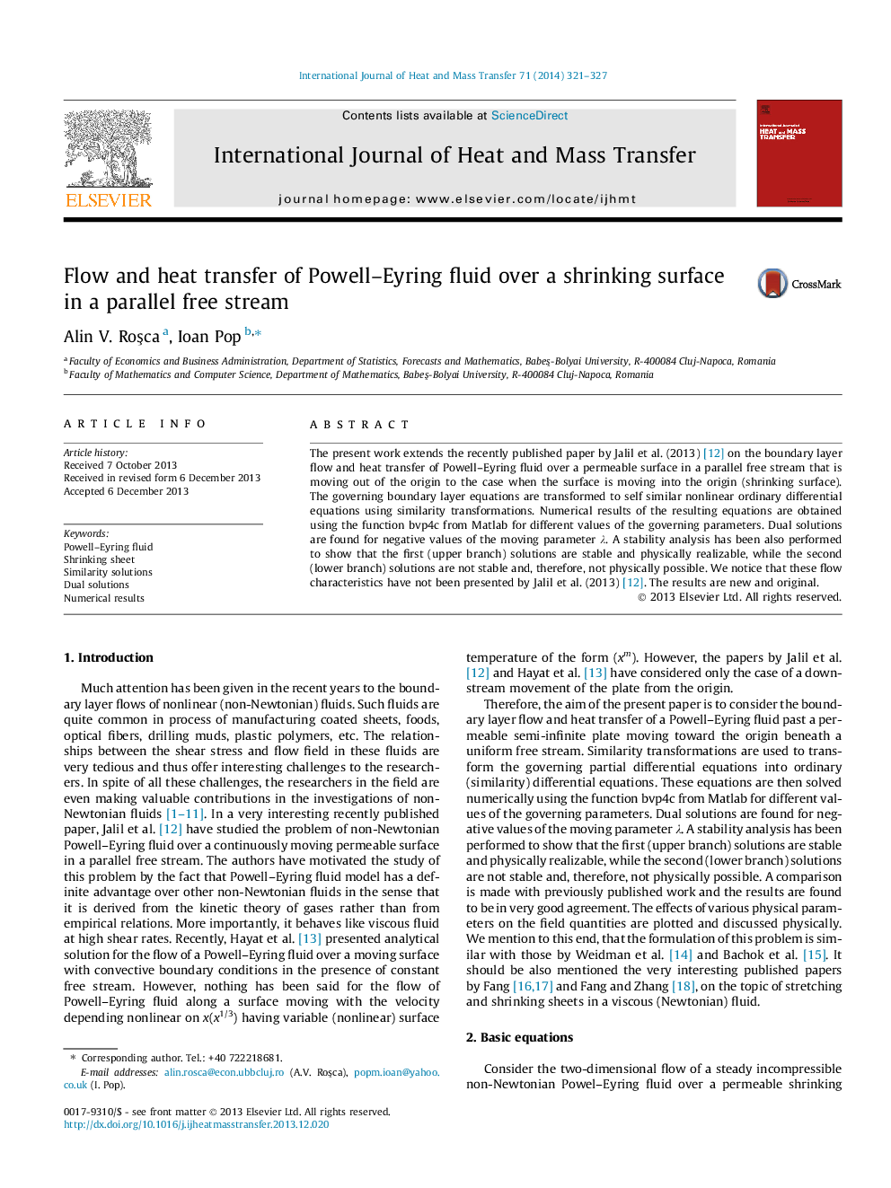 Flow and heat transfer of Powell-Eyring fluid over a shrinking surface in a parallel free stream