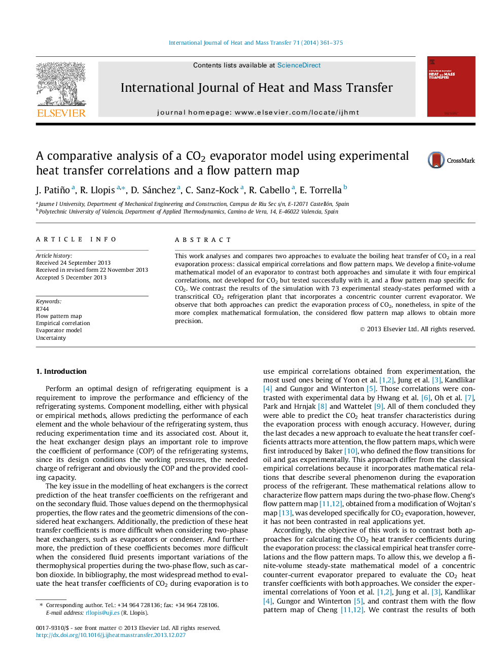 A comparative analysis of a CO2 evaporator model using experimental heat transfer correlations and a flow pattern map