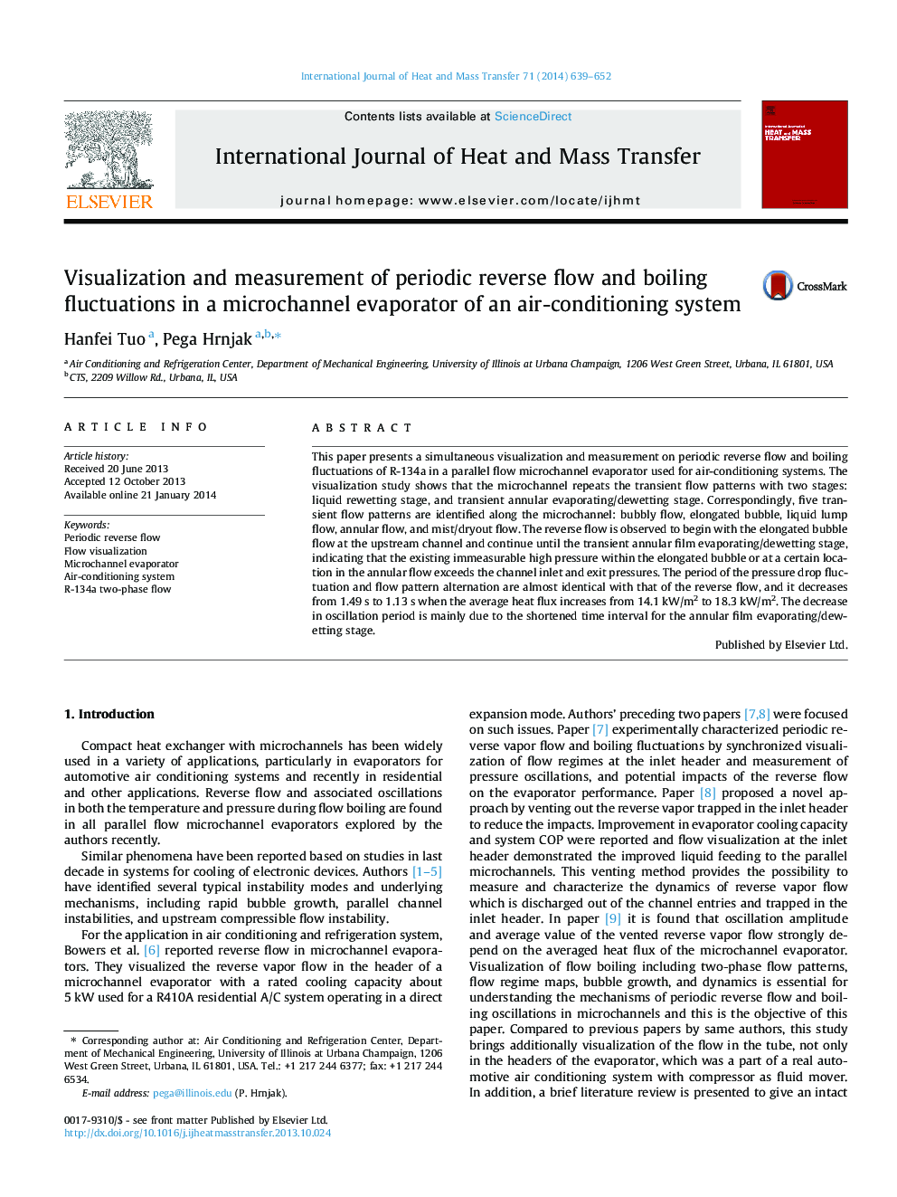 Visualization and measurement of periodic reverse flow and boiling fluctuations in a microchannel evaporator of an air-conditioning system