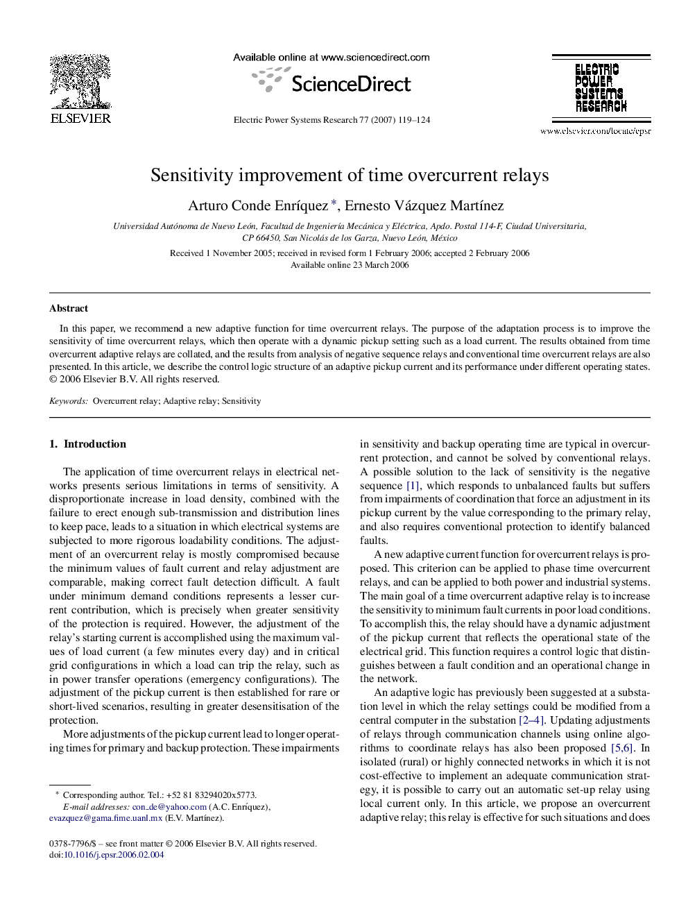 Sensitivity improvement of time overcurrent relays