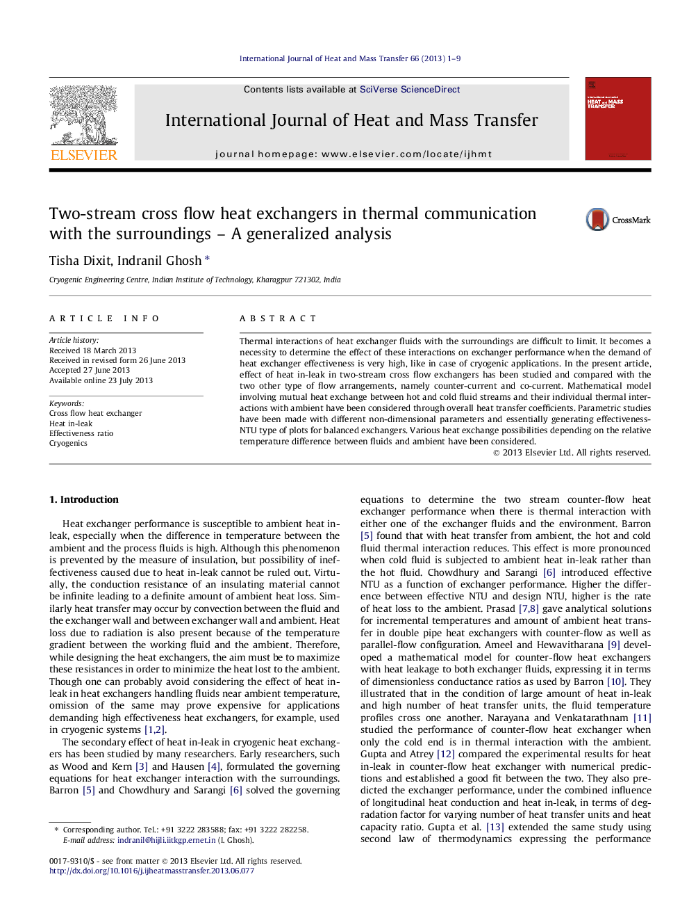 مبدل های حرارتی جریان متقاطع دو طرفه در ارتباطات حرارتی با محیط اطراف - یک تحلیل عمومی 