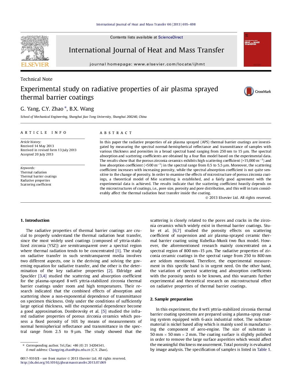 Experimental study on radiative properties of air plasma sprayed thermal barrier coatings