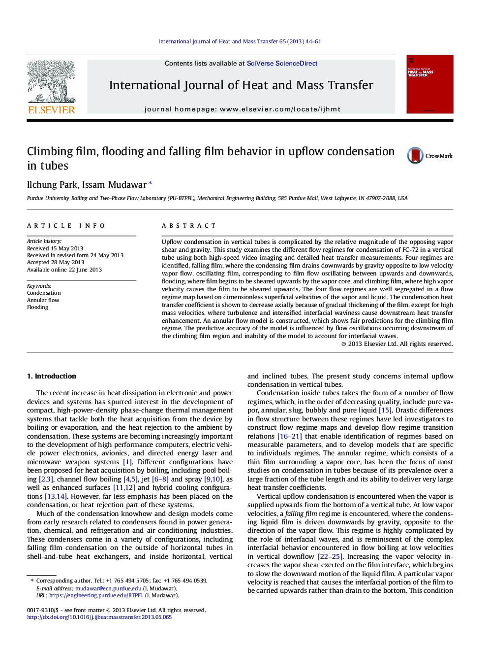 Climbing film, flooding and falling film behavior in upflow condensation in tubes