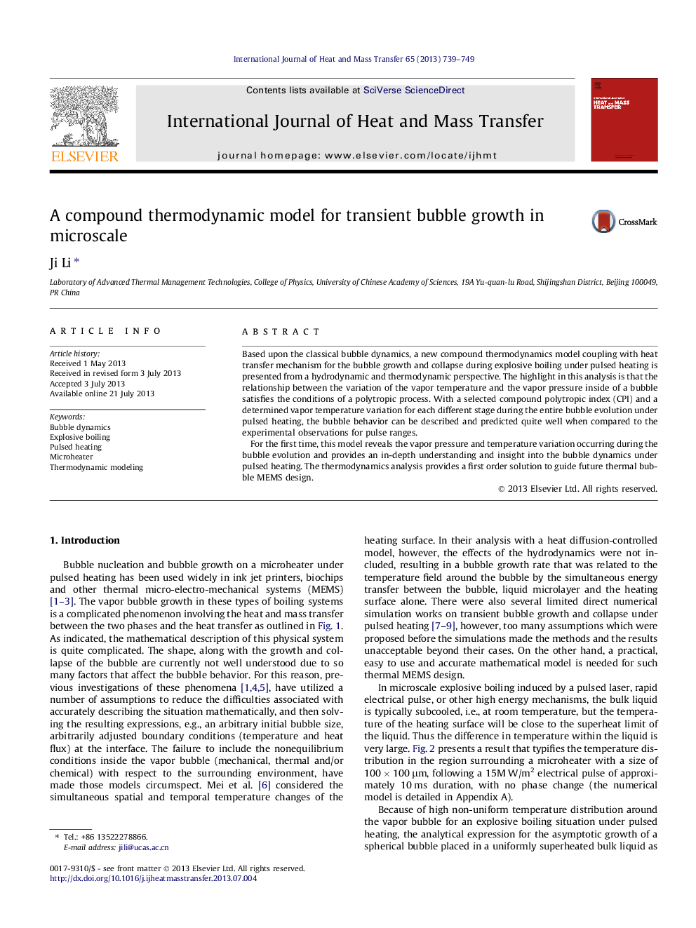 A compound thermodynamic model for transient bubble growth in microscale