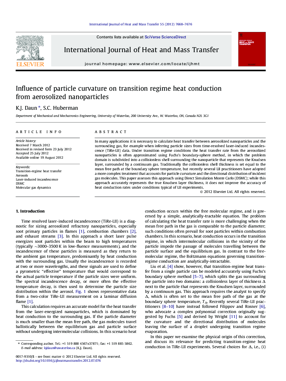 Influence of particle curvature on transition regime heat conduction from aerosolized nanoparticles