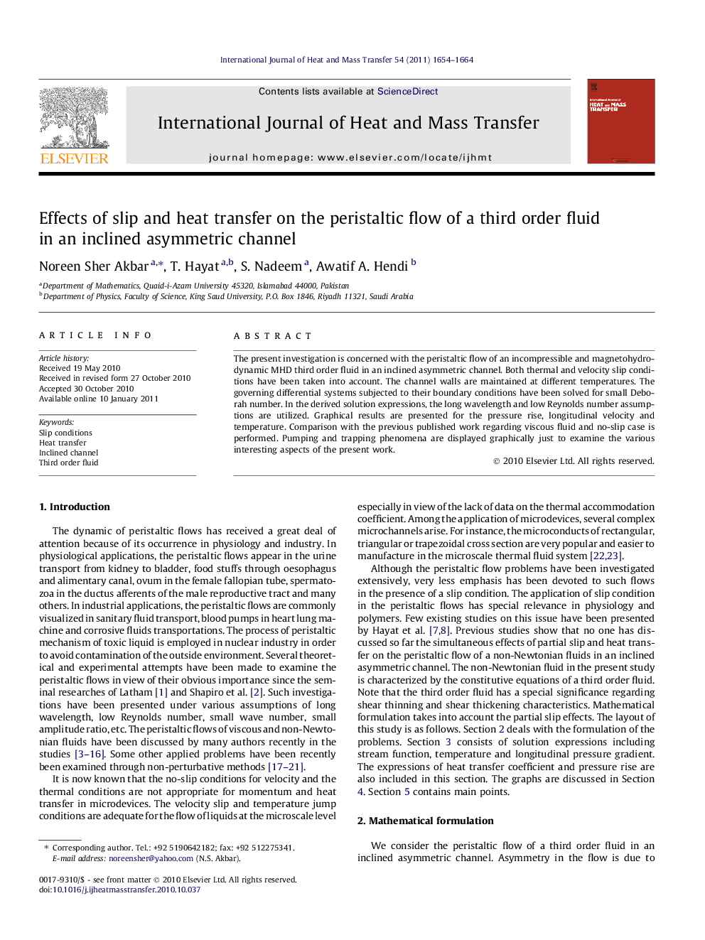 Effects of slip and heat transfer on the peristaltic flow of a third order fluid in an inclined asymmetric channel