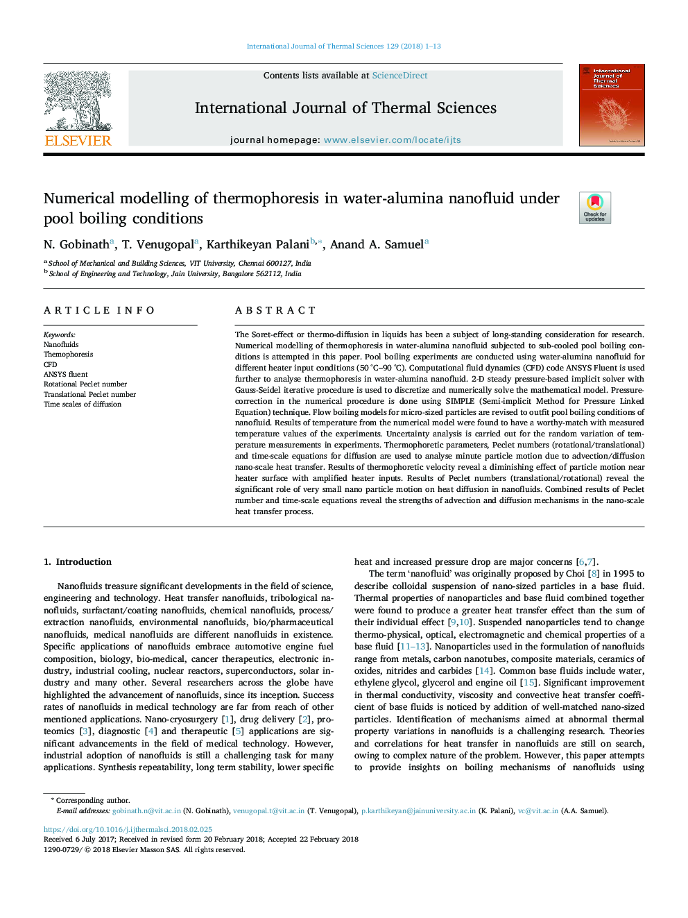 Numerical modelling of thermophoresis in water-alumina nanofluid under pool boiling conditions