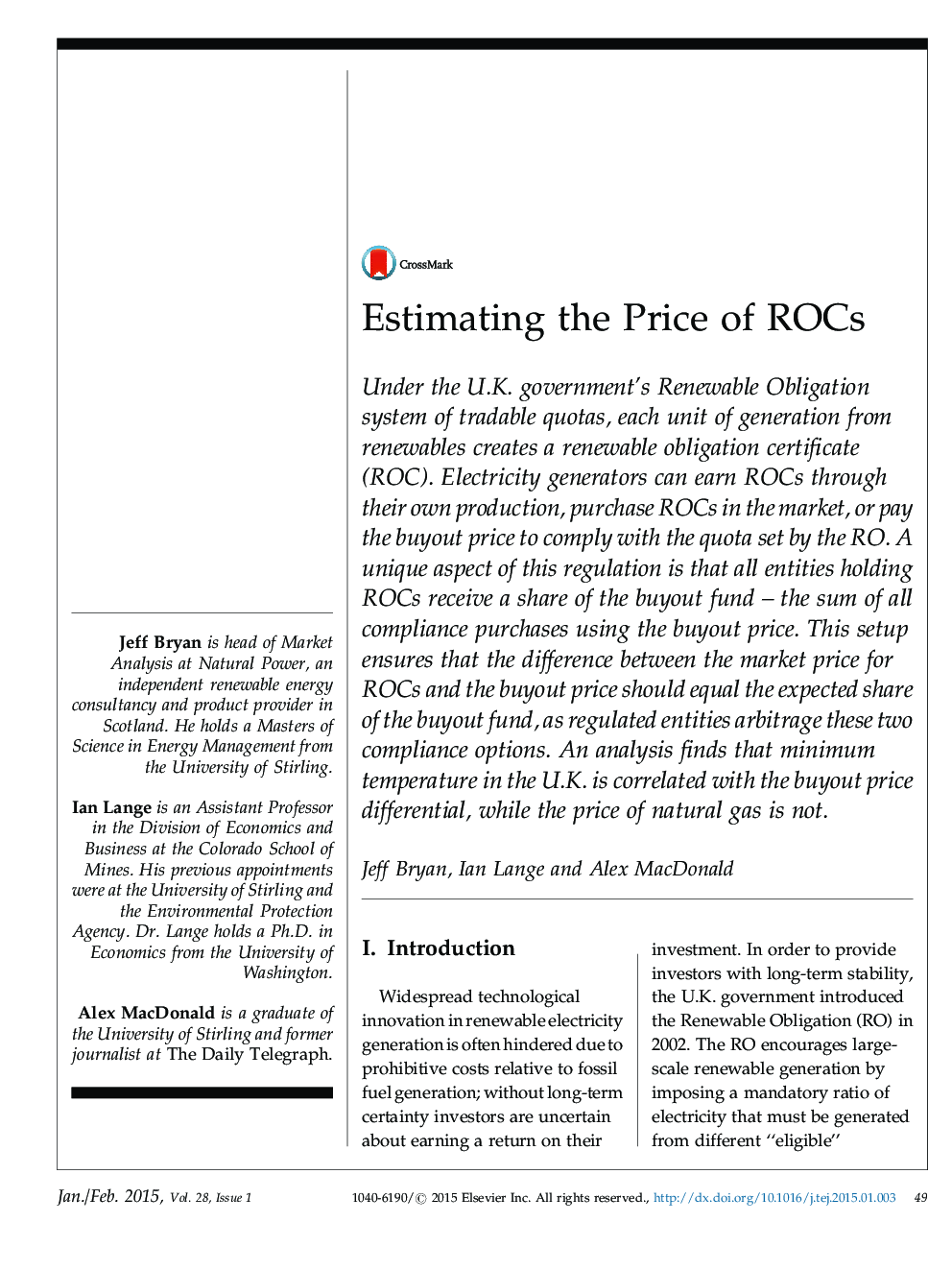 Estimating the Price of ROCs