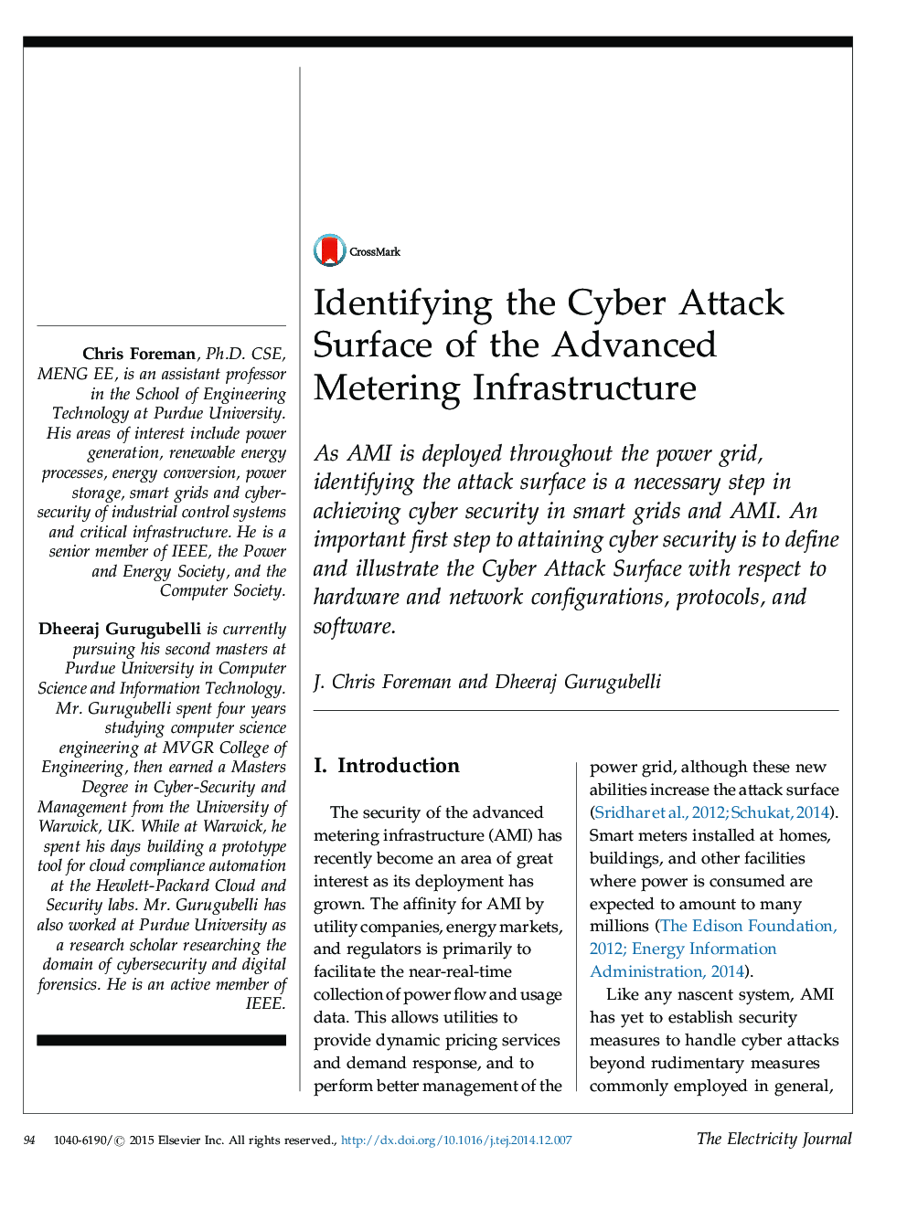 Identifying the Cyber Attack Surface of the Advanced Metering Infrastructure