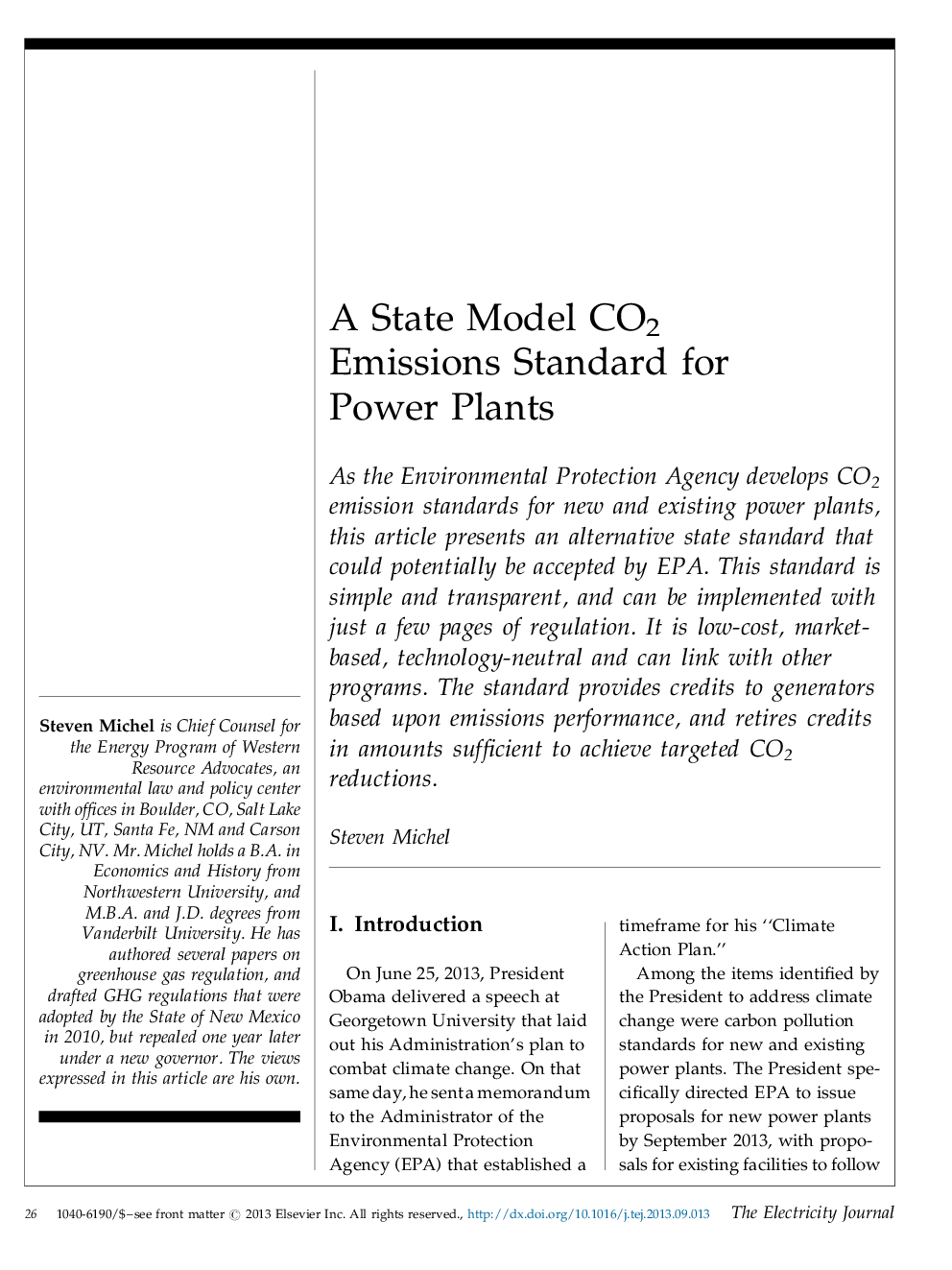 A State Model CO2 Emissions Standard for Power Plants