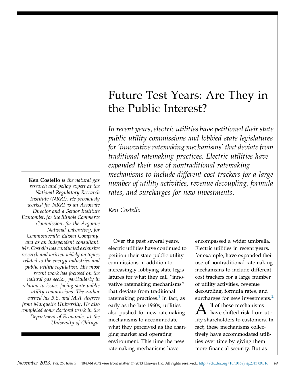 Future Test Years: Are They in the Public Interest?