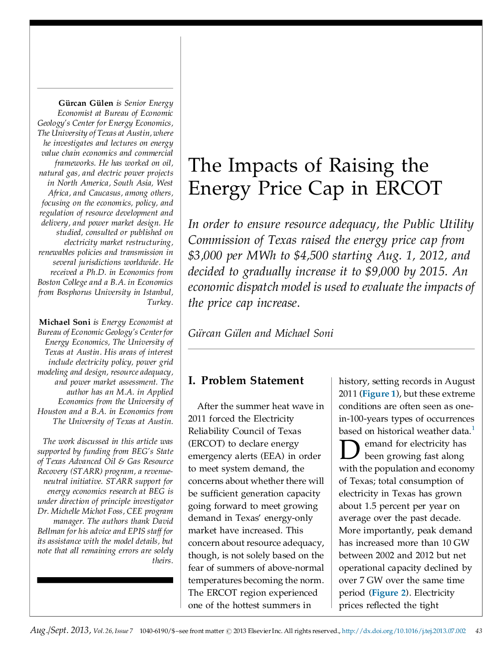 The Impacts of Raising the Energy Price Cap in ERCOT