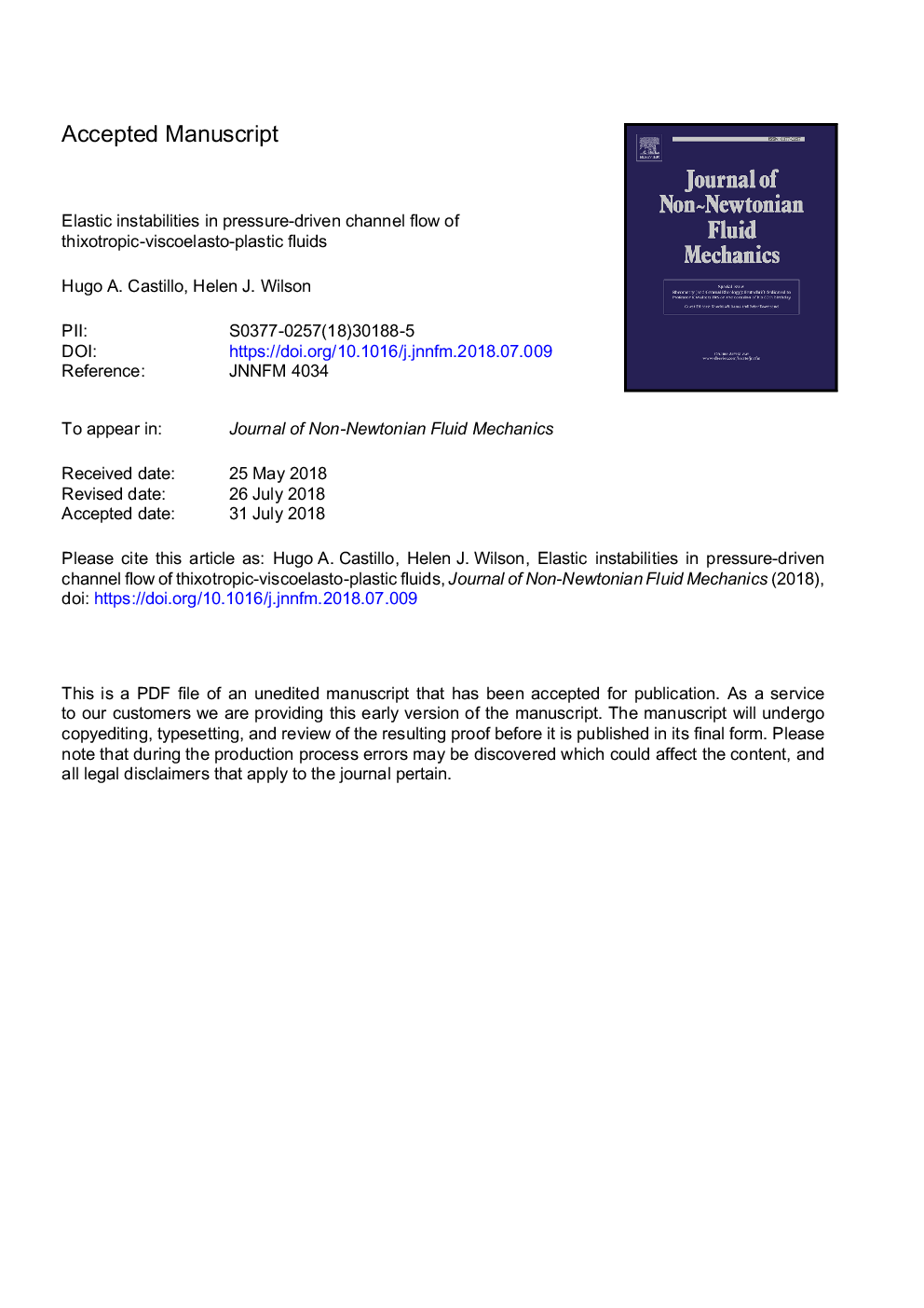 Elastic instabilities in pressure-driven channel flow of thixotropic-viscoelasto-plastic fluids