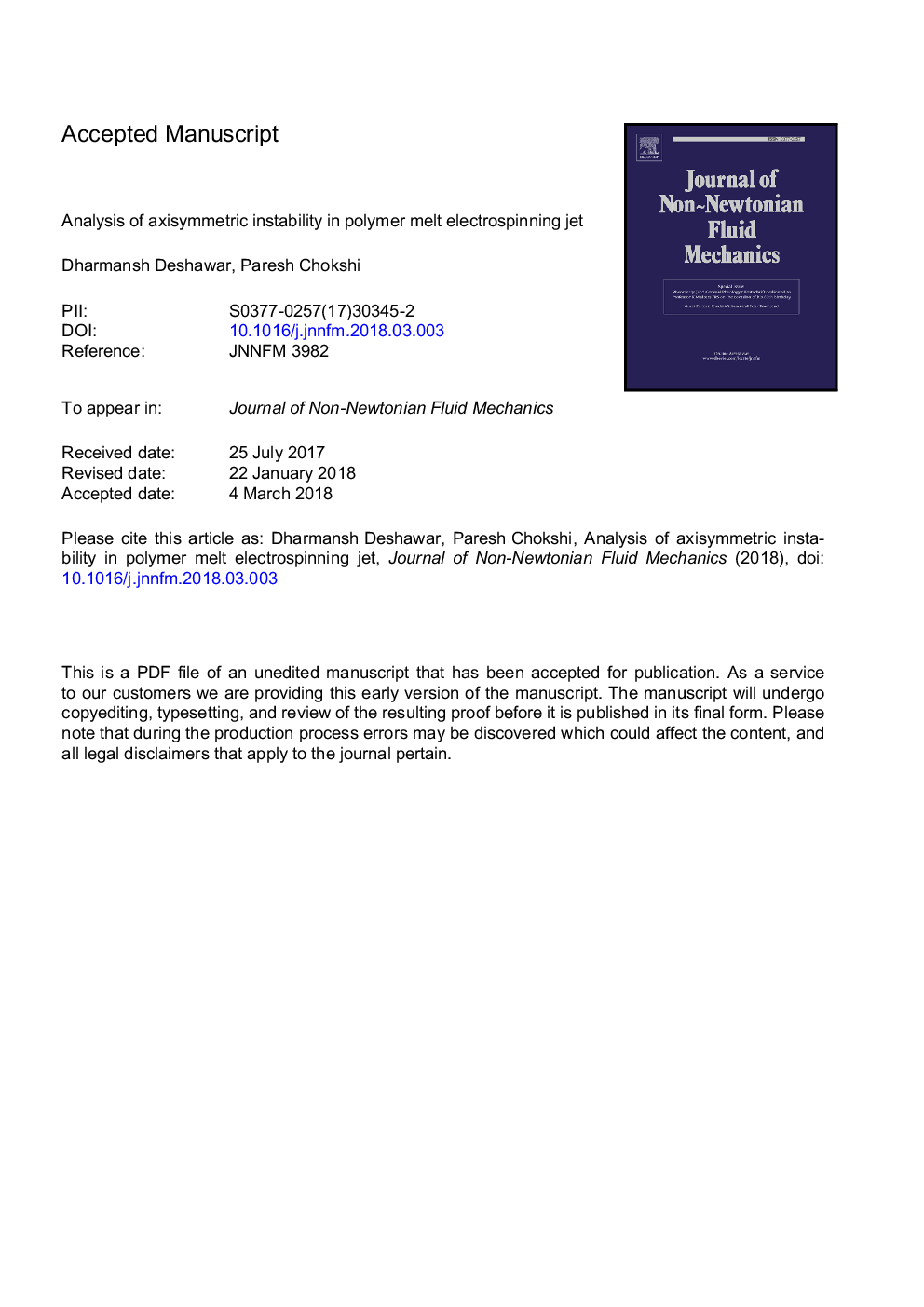 Analysis of axisymmetric instability in polymer melt electrospinning jet