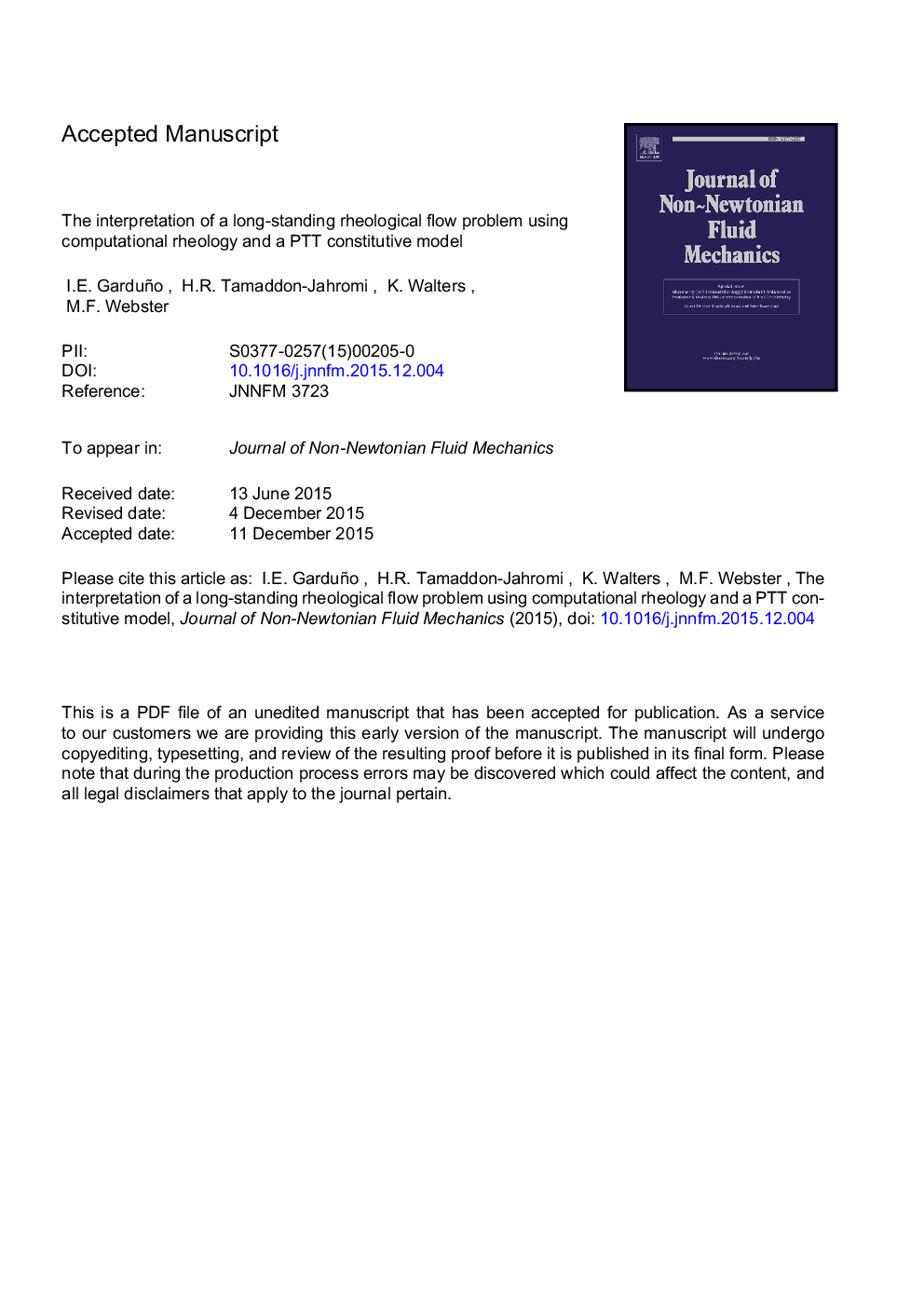 The interpretation of a long-standing rheological flow problem using computational rheology and a PTT constitutive model