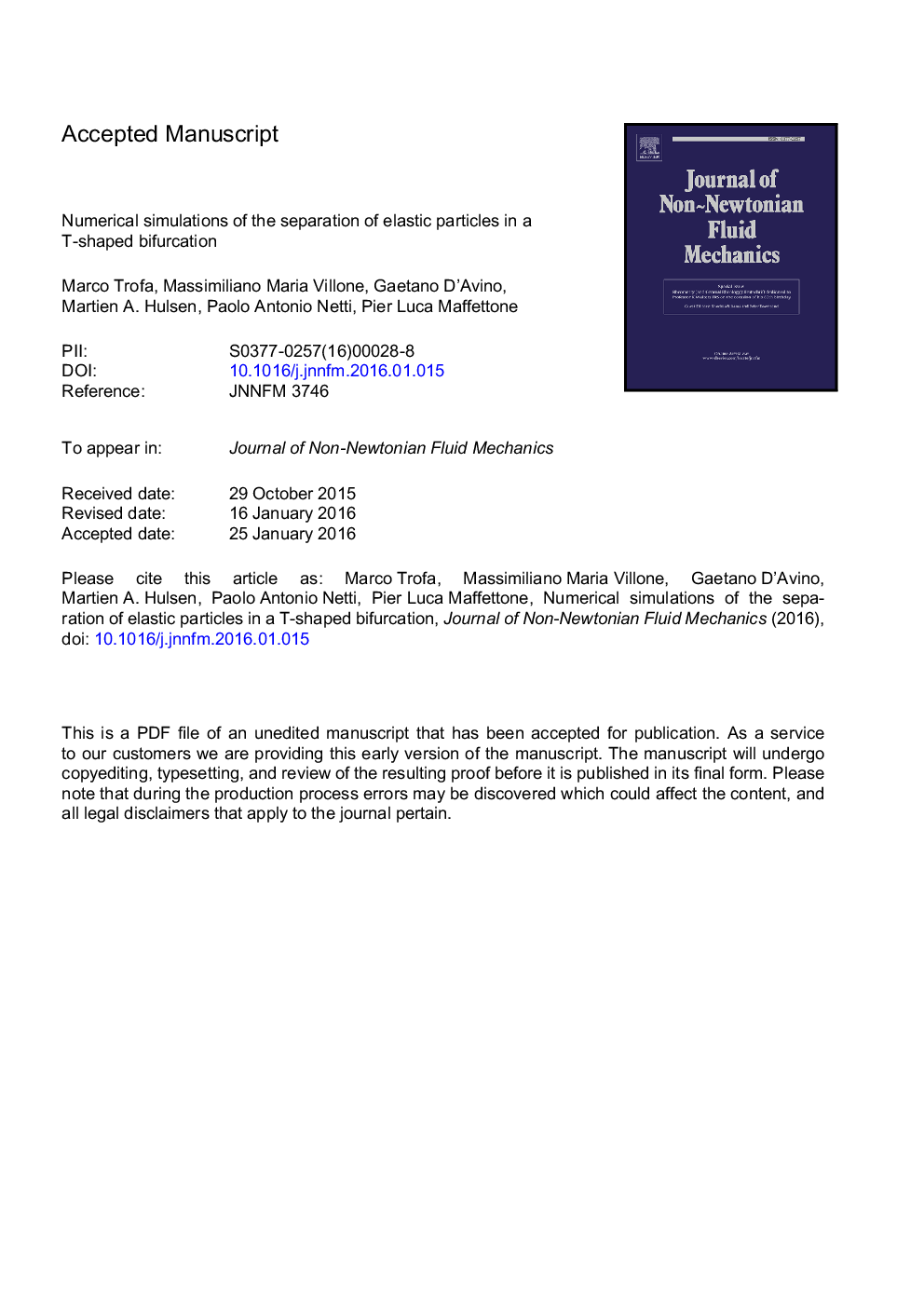 Numerical simulations of the separation of elastic particles in a T-shaped bifurcation