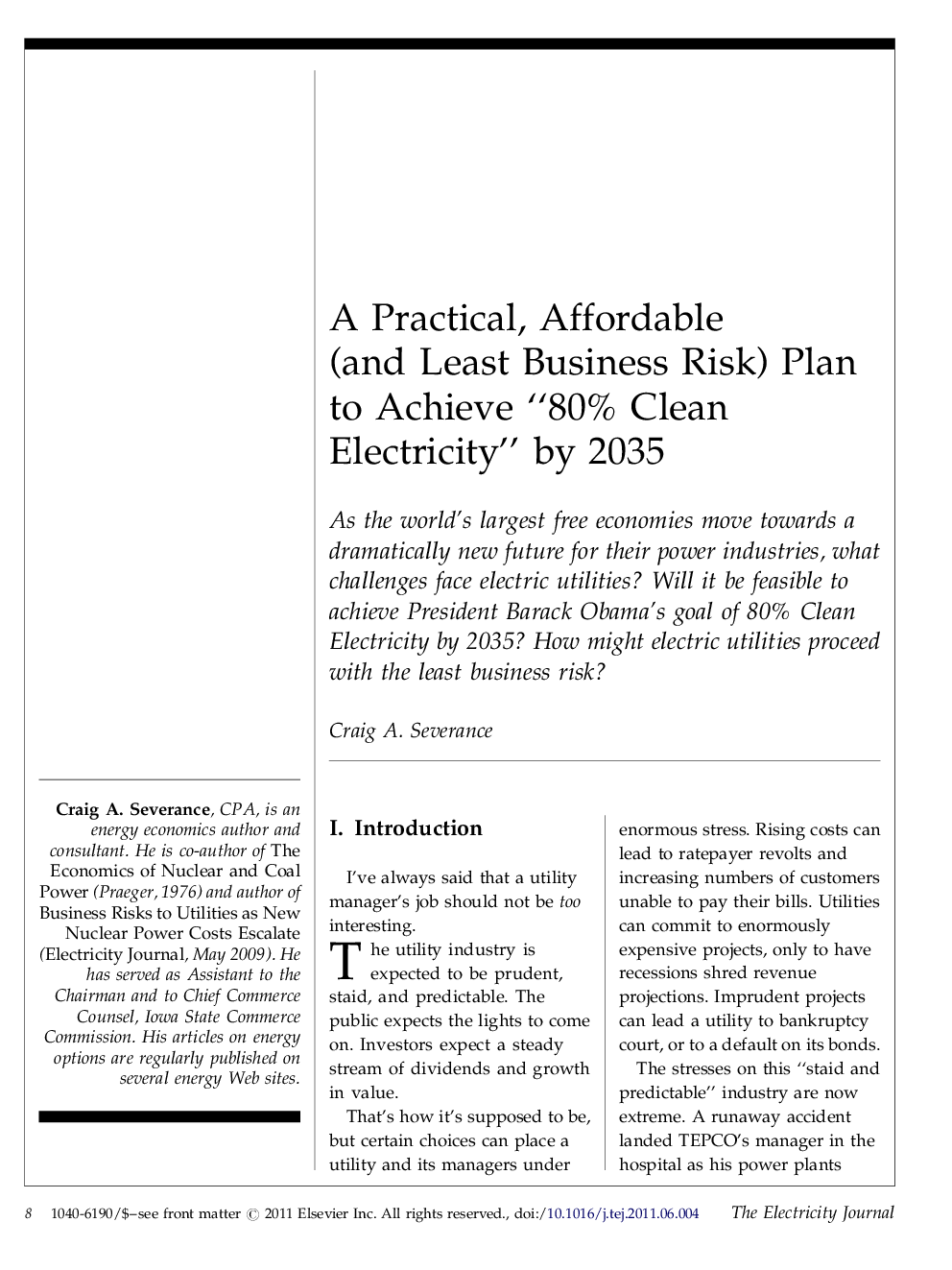 عکس صفحه اول مقاله: A Practical, Affordable (and Least Business Risk) Plan to Achieve “80% Clean Electricity” by 2035 A Practical, Affordable (and Least Business Risk) Plan to Achieve “80% Clean Electricity” by 2035