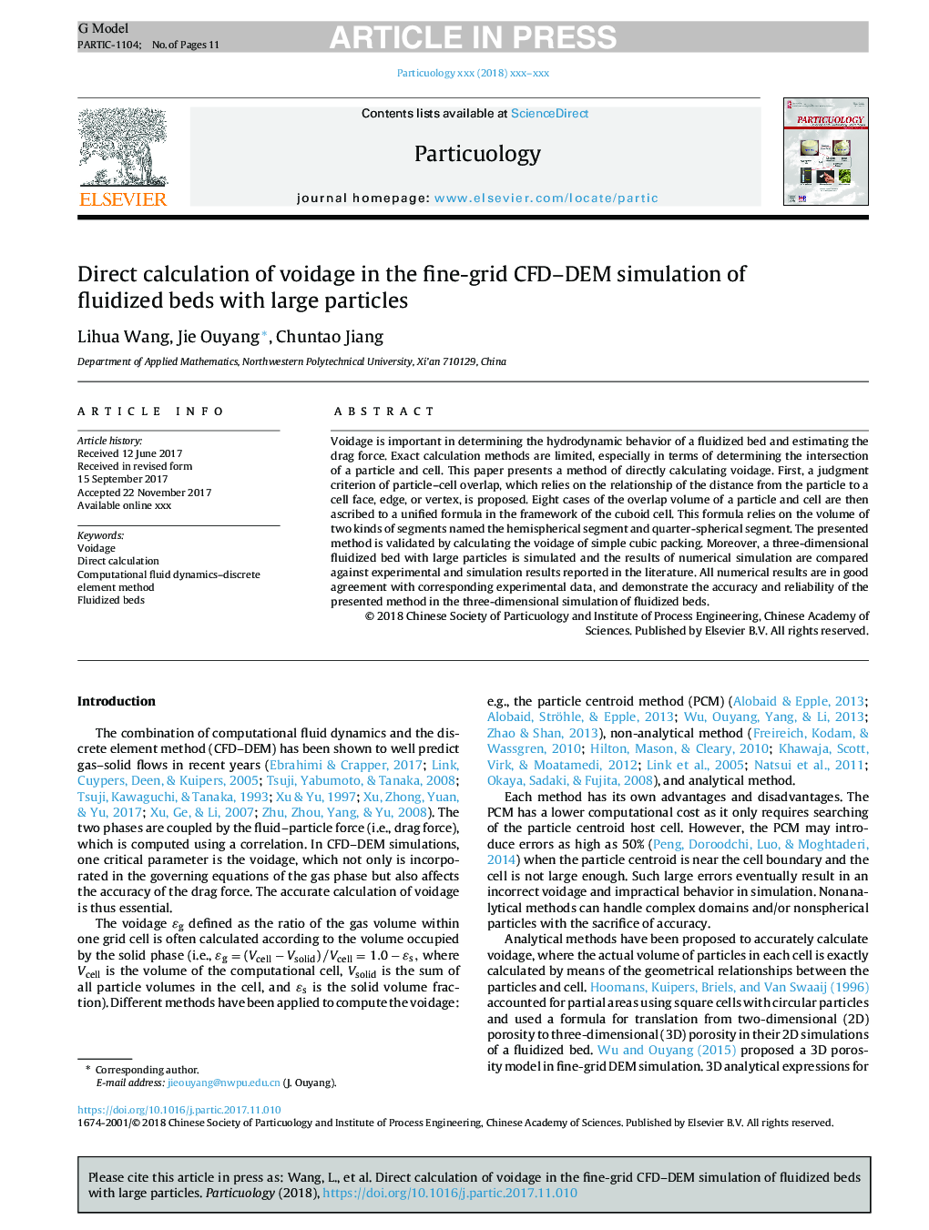 Direct calculation of voidage in the fine-grid CFD-DEM simulation of fluidized beds with large particles