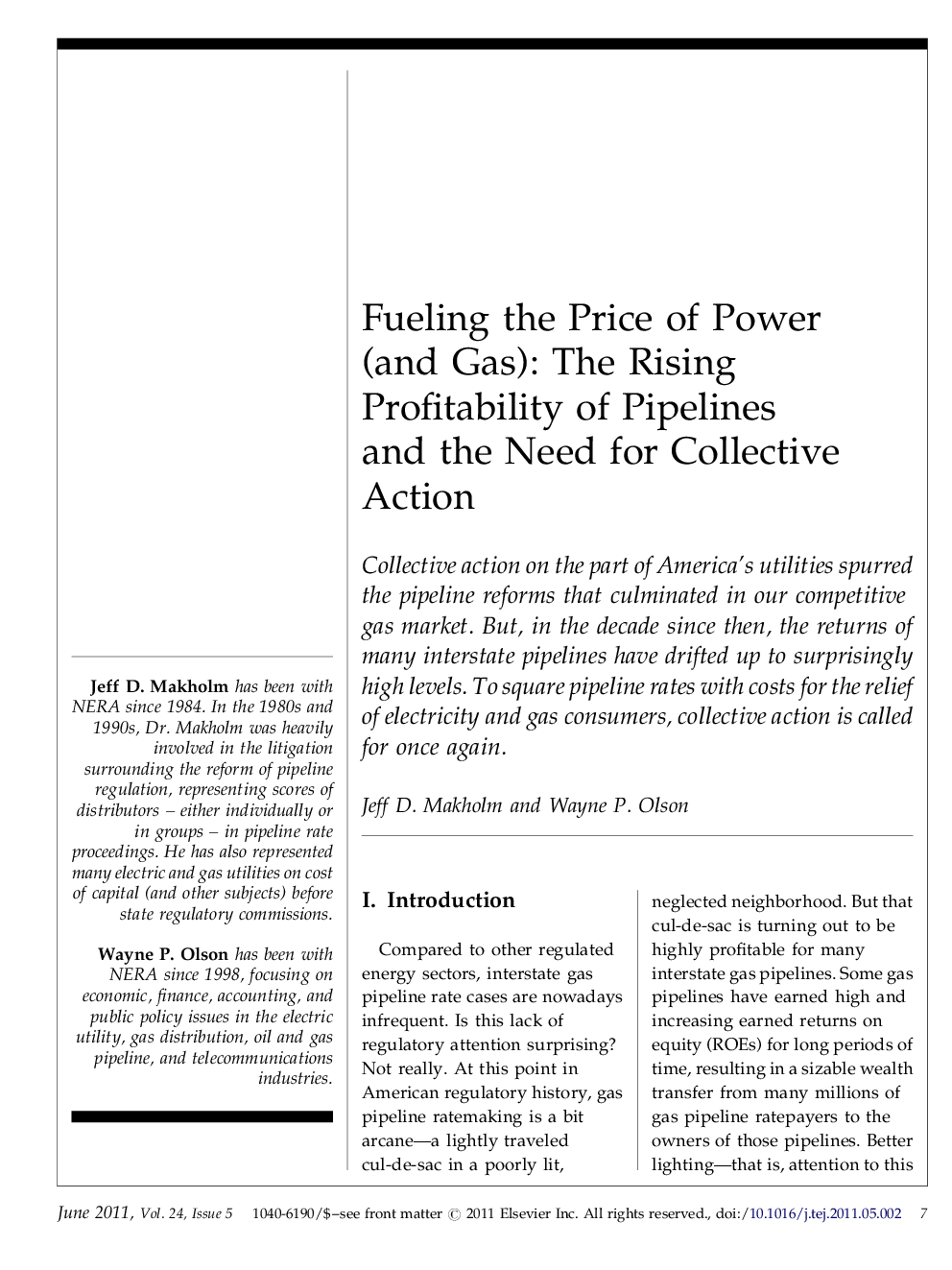عکس صفحه اول مقاله: Fueling the Price of Power (and Gas): The Rising Profitability of Pipelines and the Need for Collective Action Fueling the Price of Power (and Gas): The Rising Profitability of Pipelines and the Need for Collective Action