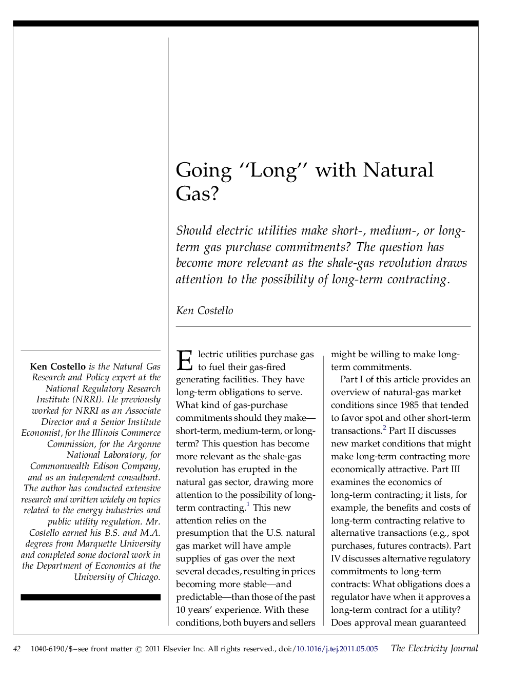 عکس صفحه اول مقاله: Going “Long” with Natural Gas? Going “Long” with Natural Gas?