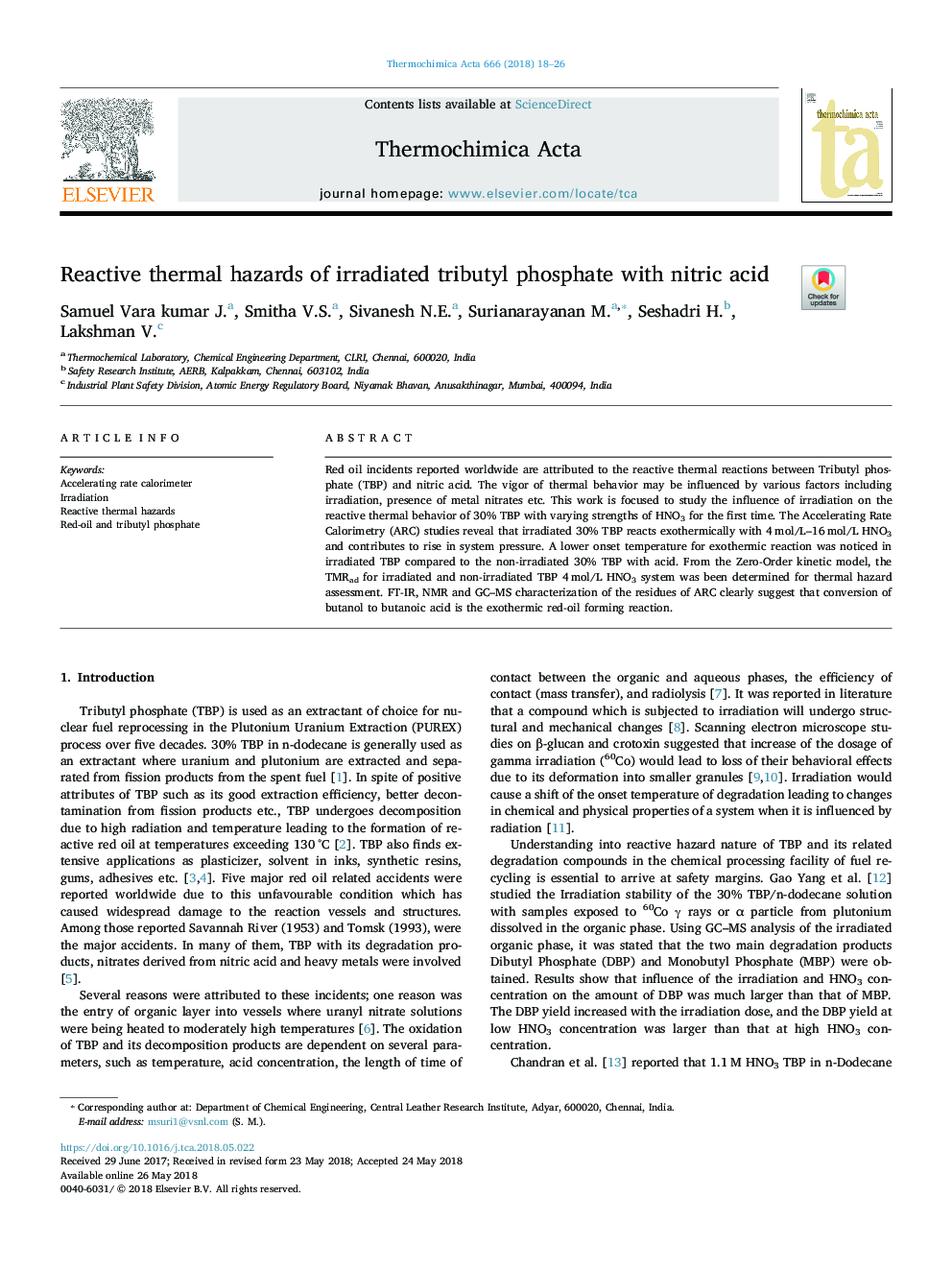 Reactive thermal hazards of irradiated tributyl phosphate with nitric acid