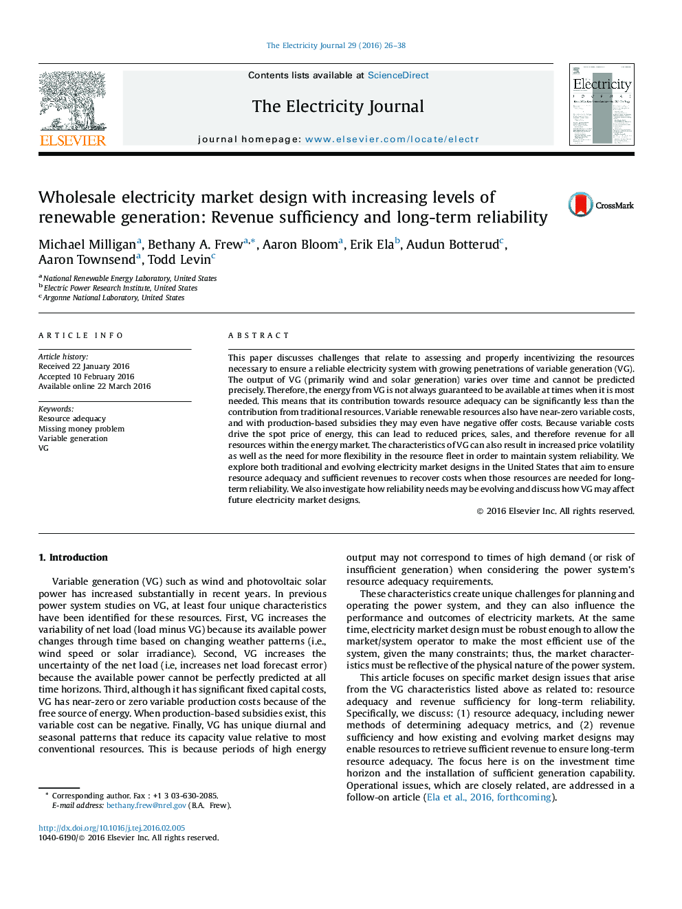 Wholesale electricity market design with increasing levels of renewable generation: Revenue sufficiency and long-term reliability