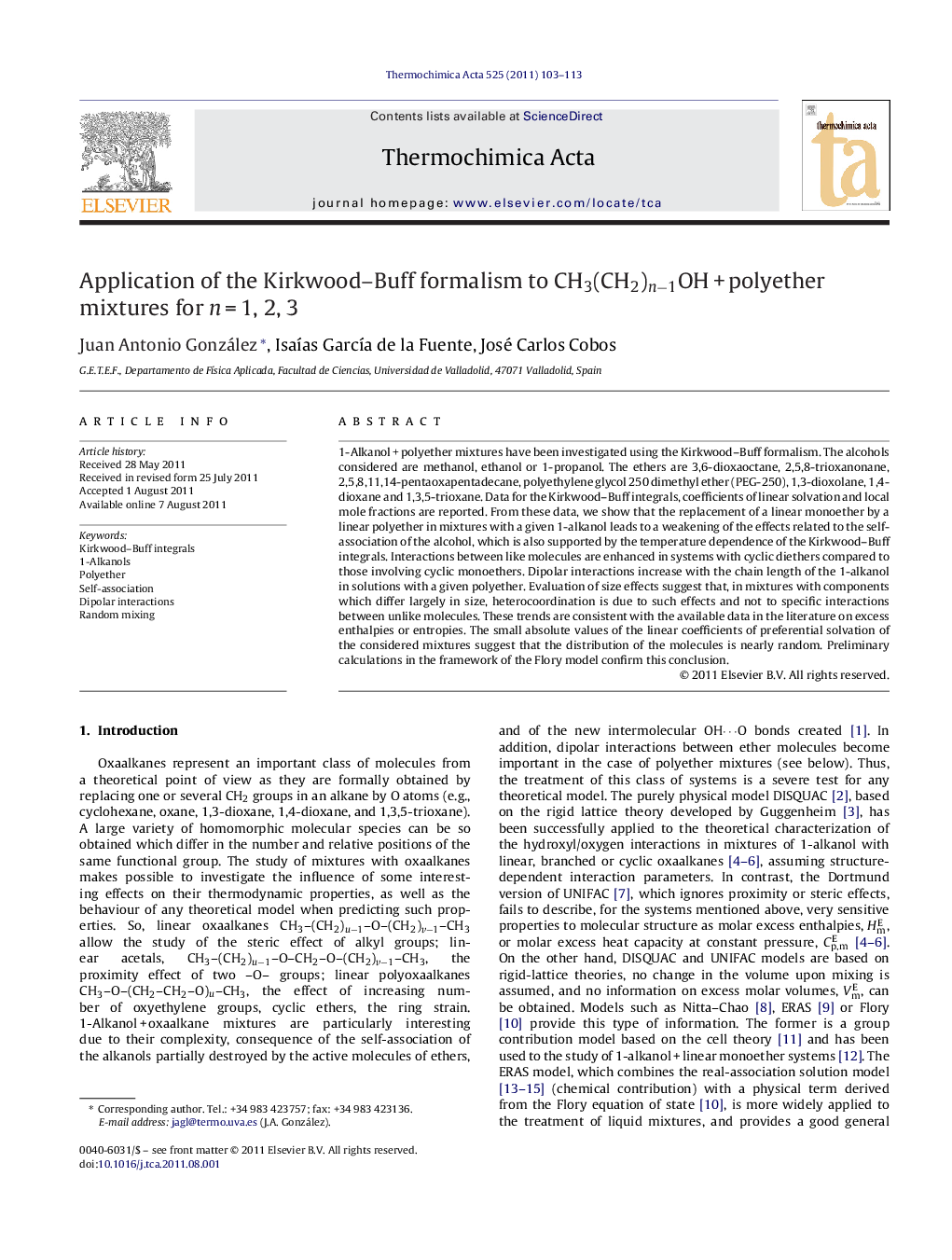 Application of the Kirkwood-Buff formalism to CH3(CH2)nâ1OHÂ +Â polyether mixtures for nÂ =Â 1, 2, 3