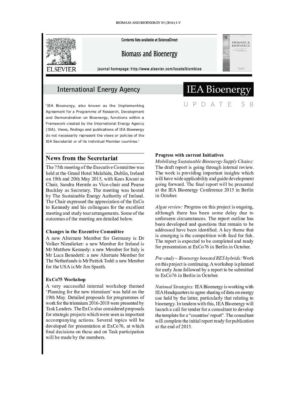 IEA Bioenergy Update