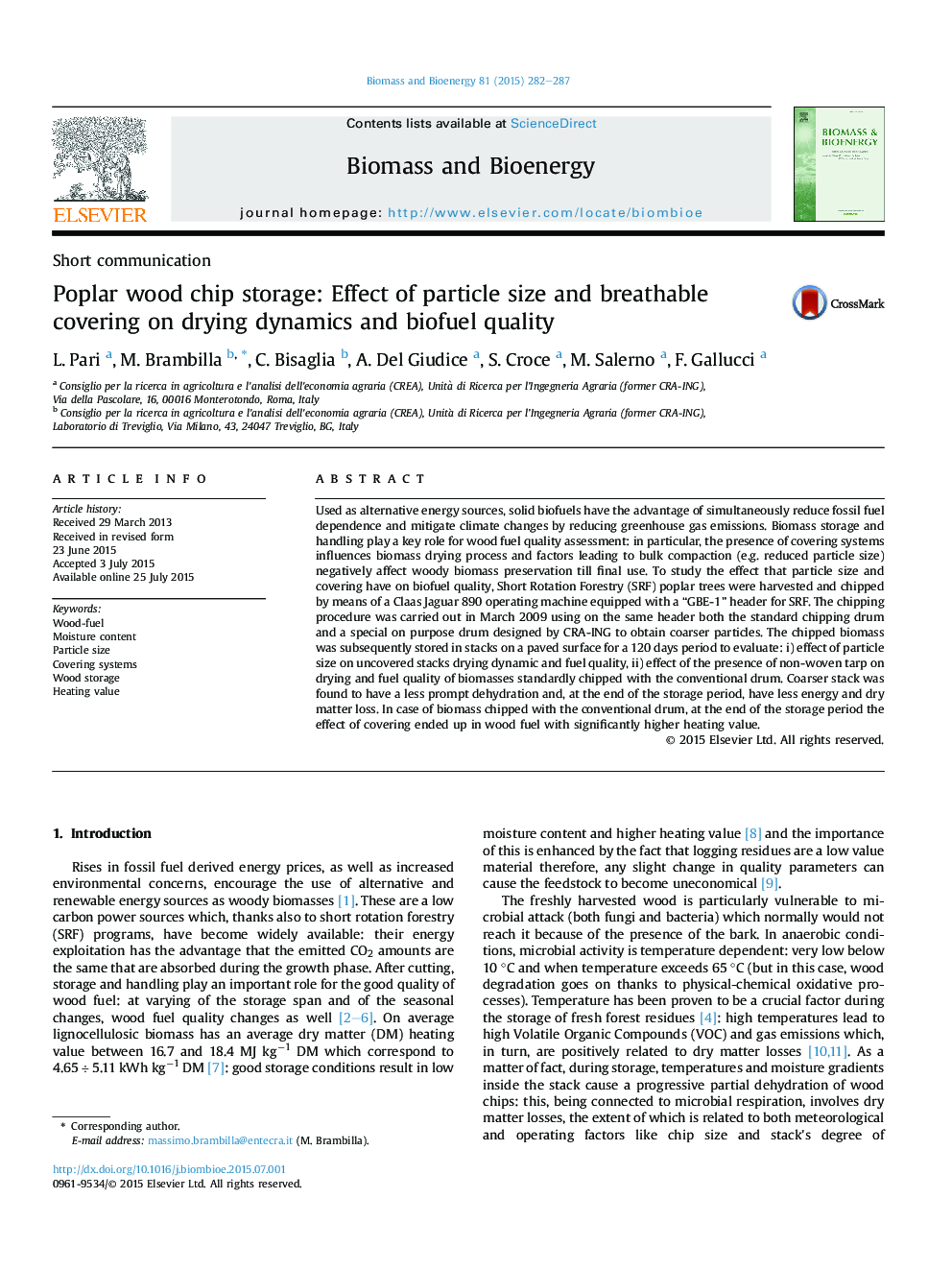 Poplar wood chip storage: Effect of particle size and breathable covering on drying dynamics and biofuel quality