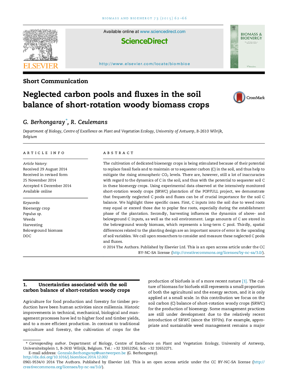 Neglected carbon pools and fluxes in the soil balance of short-rotation woody biomass crops