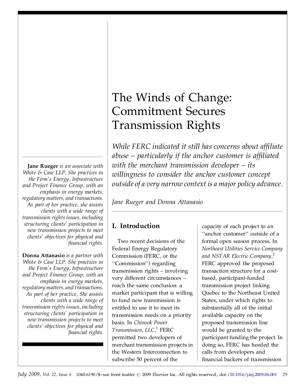 The Winds of Change: Commitment Secures Transmission Rights