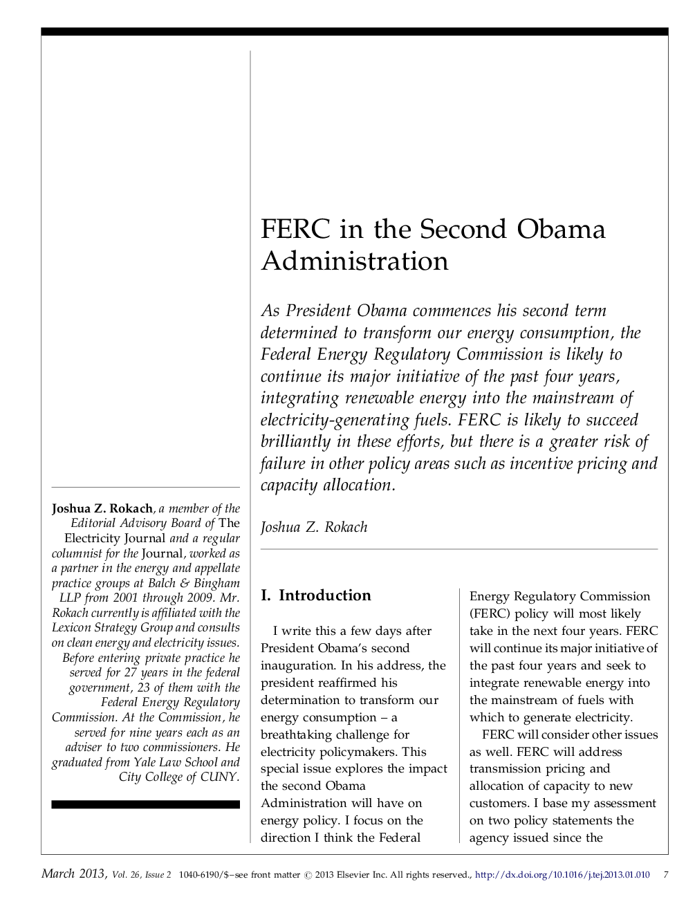 FERC in the Second Obama Administration