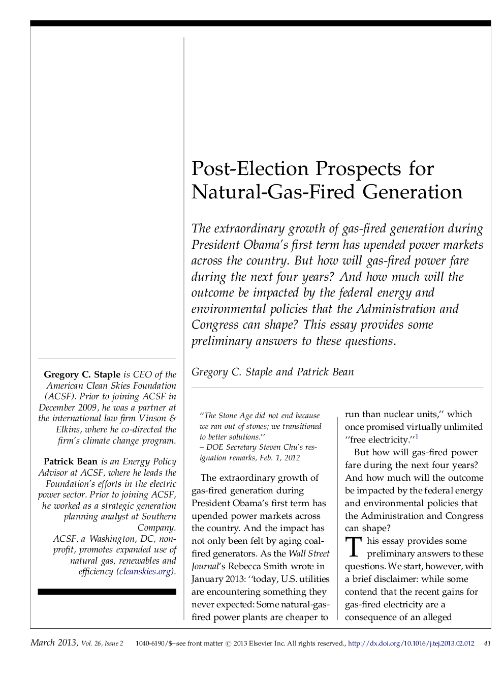 Post-Election Prospects for Natural-Gas-Fired Generation