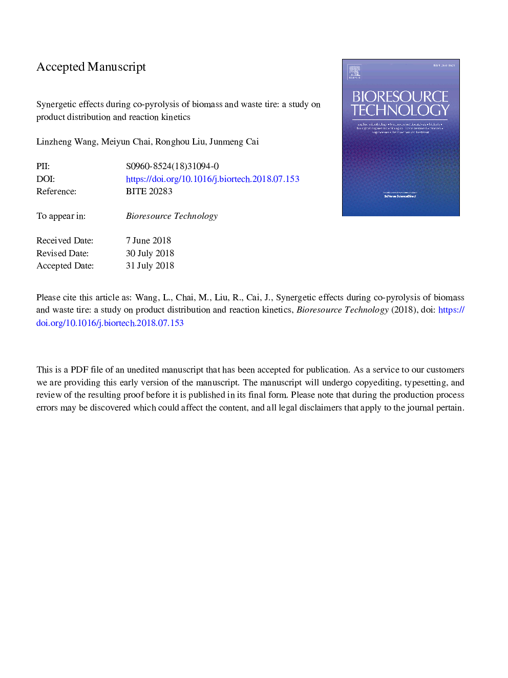 Synergetic effects during co-pyrolysis of biomass and waste tire: A study on product distribution and reaction kinetics