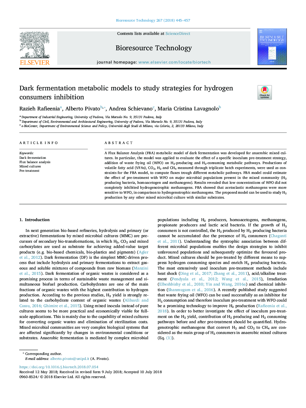 مدل های متابولیسم تخمیر تیره برای مطالعه راهبردهای مهار مصرف هیدروژن 
