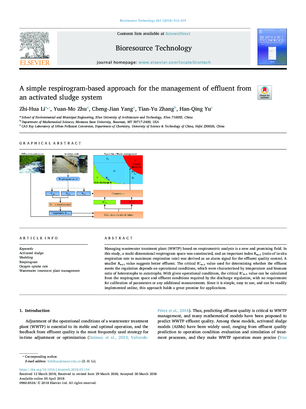 A simple respirogram-based approach for the management of effluent from an activated sludge system