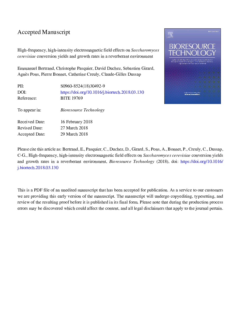 High-frequency, high-intensity electromagnetic field effects on Saccharomyces cerevisiae conversion yields and growth rates in a reverberant environment