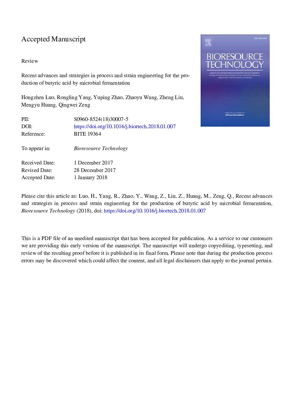 Recent advances and strategies in process and strain engineering for the production of butyric acid by microbial fermentation