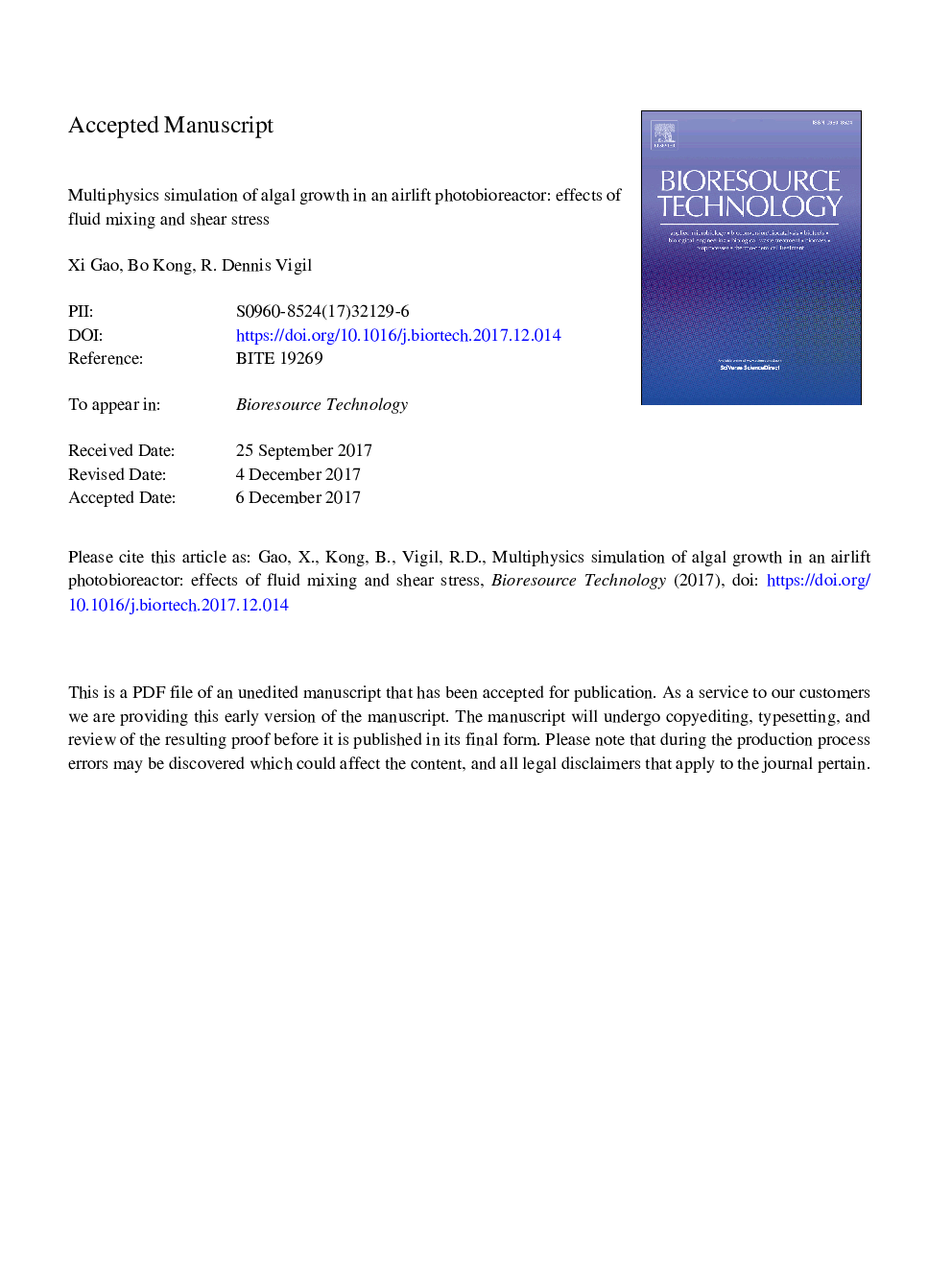 Multiphysics simulation of algal growth in an airlift photobioreactor: Effects of fluid mixing and shear stress