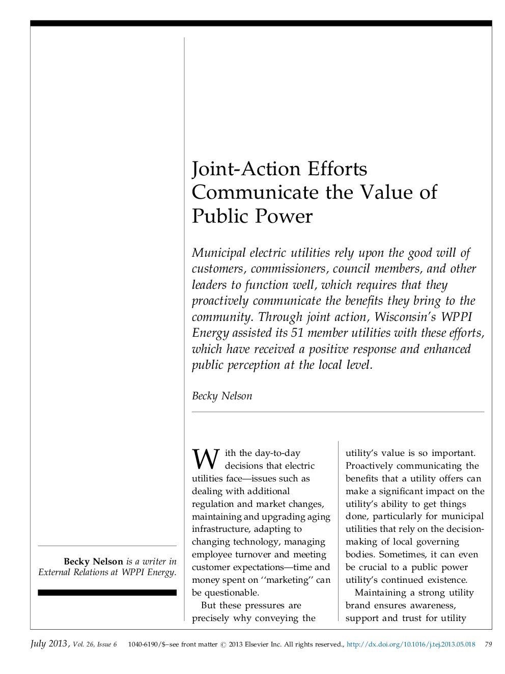 Joint-Action Efforts Communicate the Value of Public Power